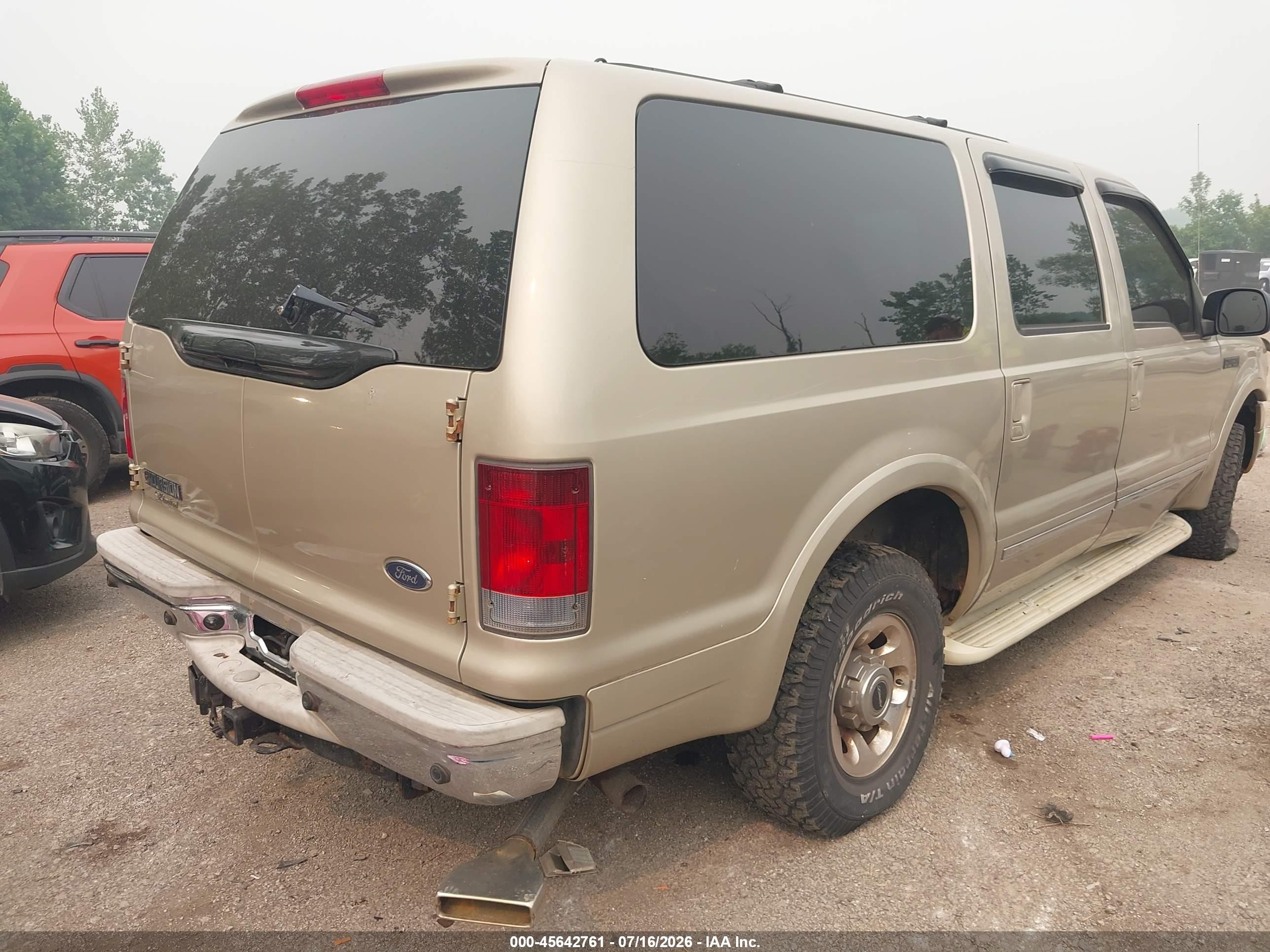 2005 Ford Excursion Limited Beige vin: 1FMNU43S55EC16964