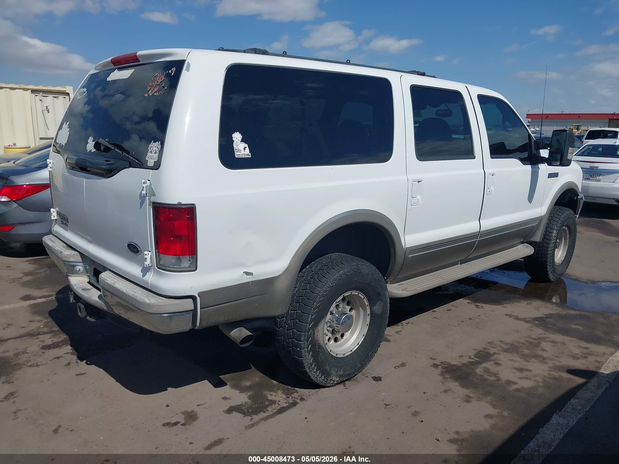 2000 Ford Excursion Limited White vin: 1FMNU43S8YEB00162