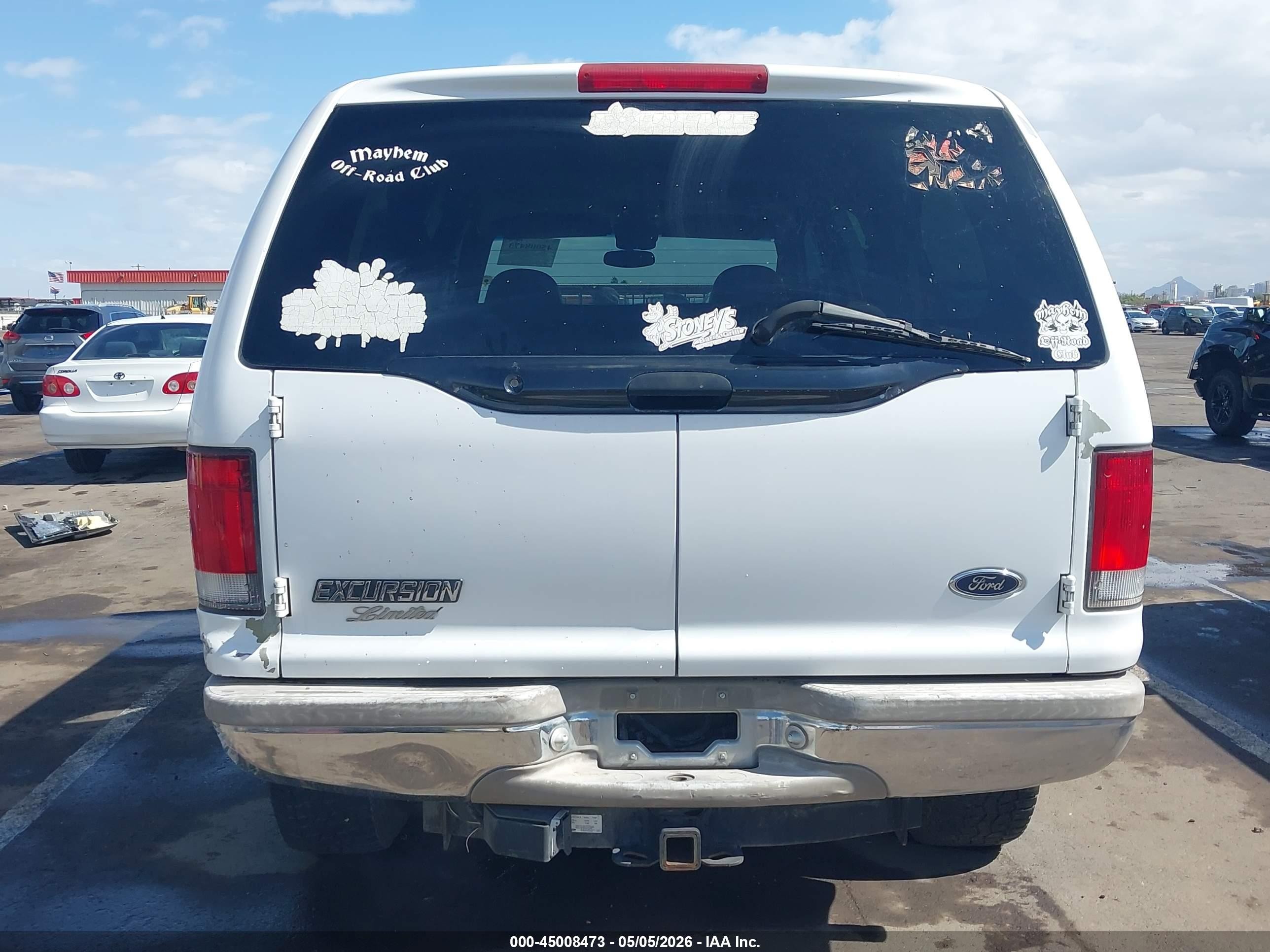 2000 Ford Excursion Limited White vin: 1FMNU43S8YEB00162