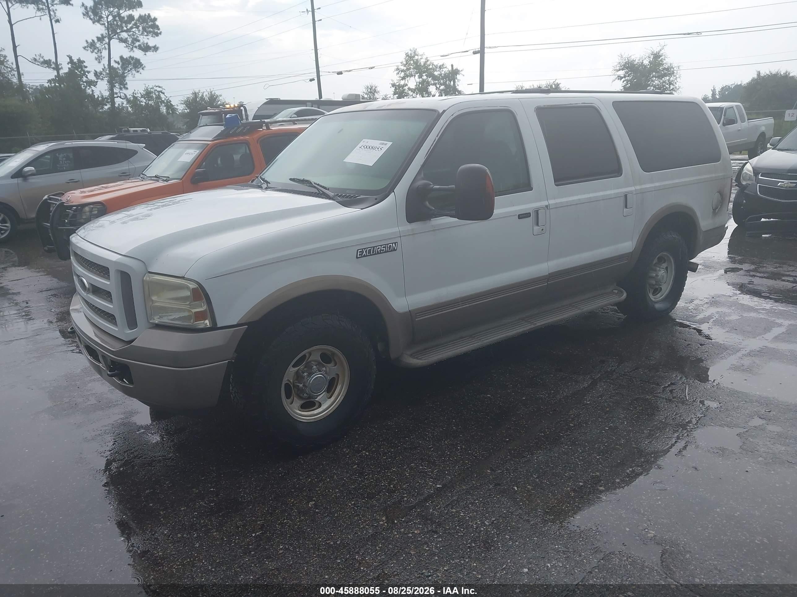 2005 Ford Excursion Eddie Bauer White vin: 1FMNU44L45EB61625