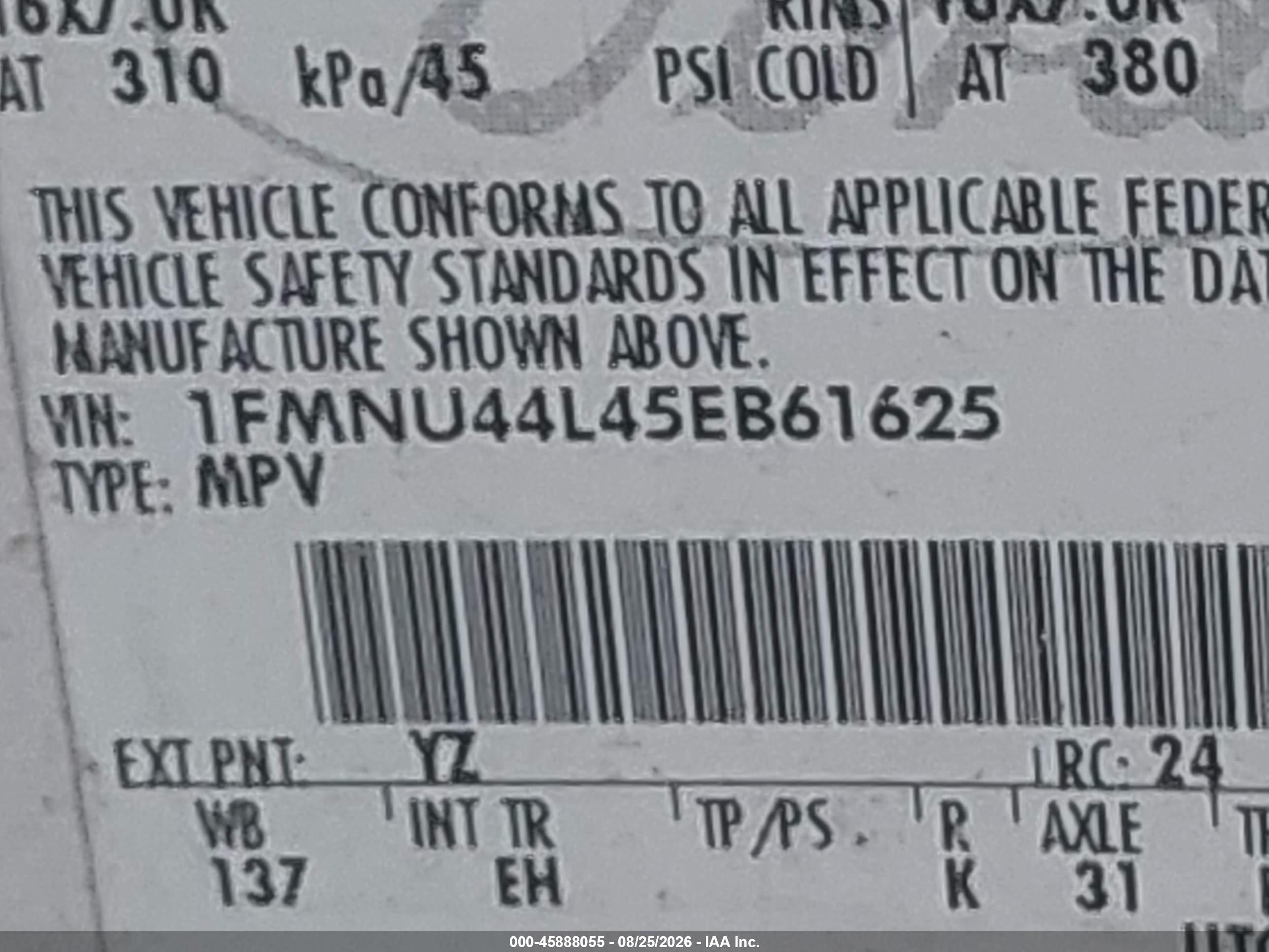 2005 Ford Excursion Eddie Bauer White vin: 1FMNU44L45EB61625