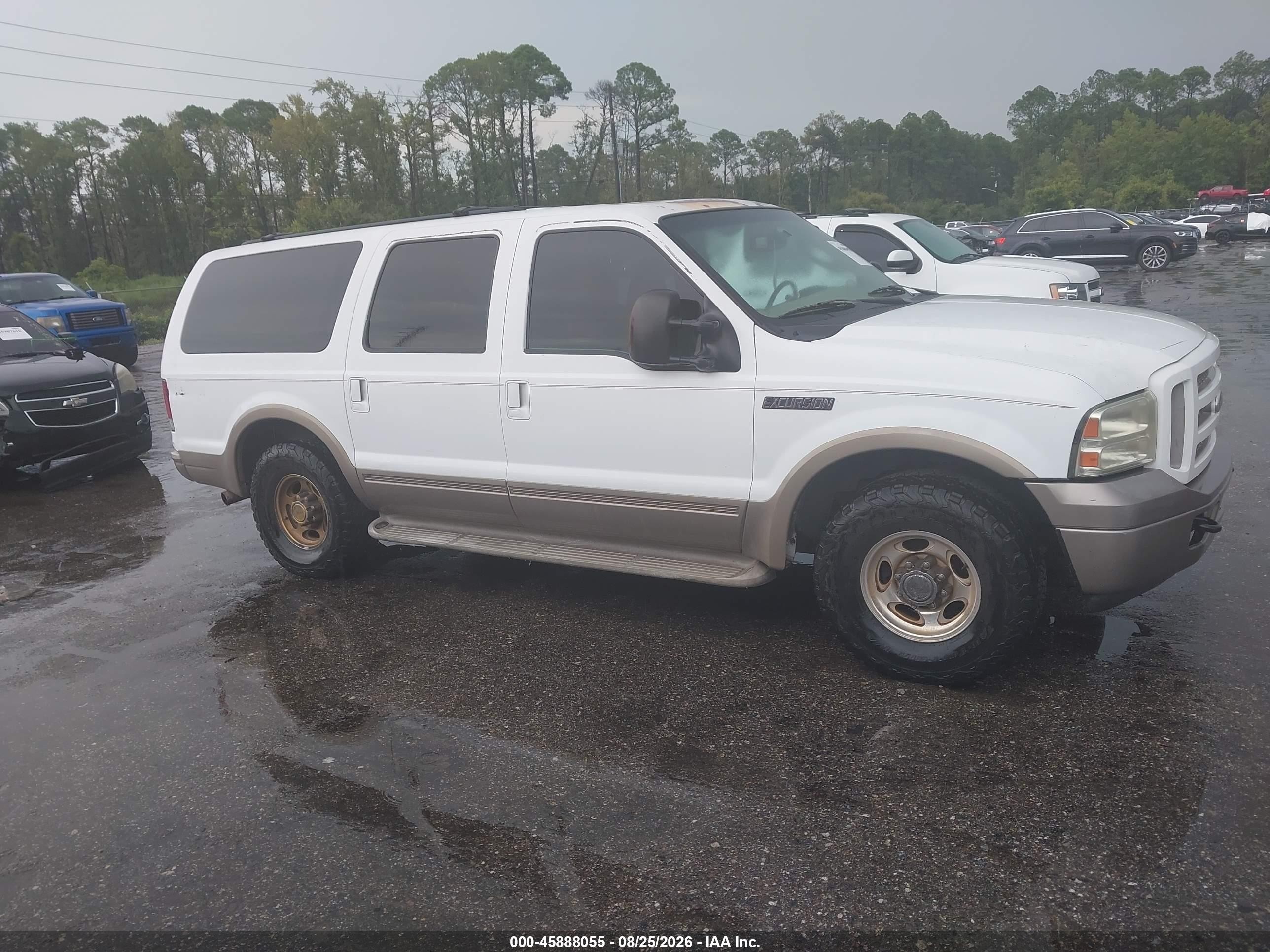2005 Ford Excursion Eddie Bauer White vin: 1FMNU44L45EB61625