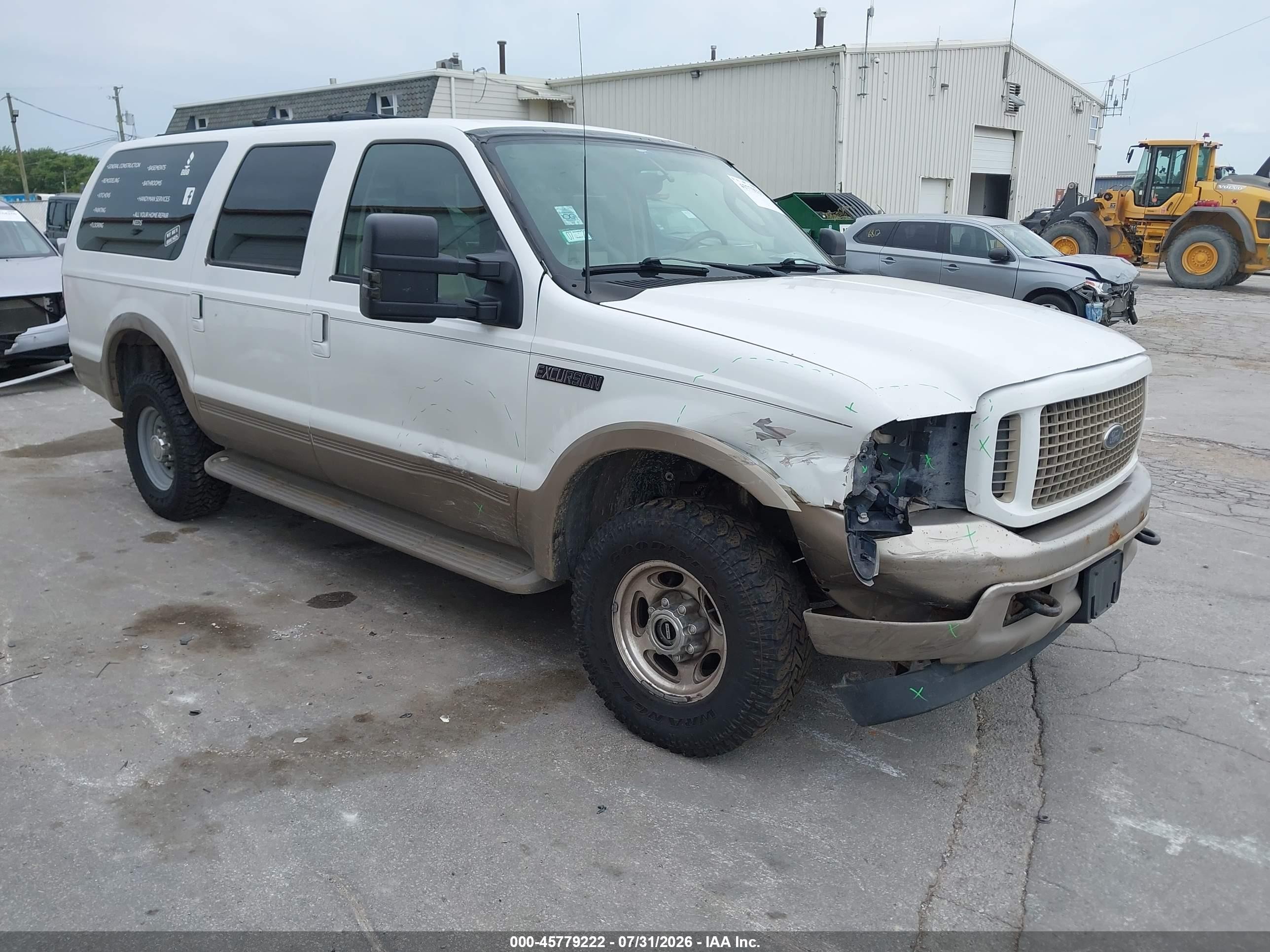 2003 Ford Excursion Eddie Bauer White vin: 1FMNU45S33EB85966