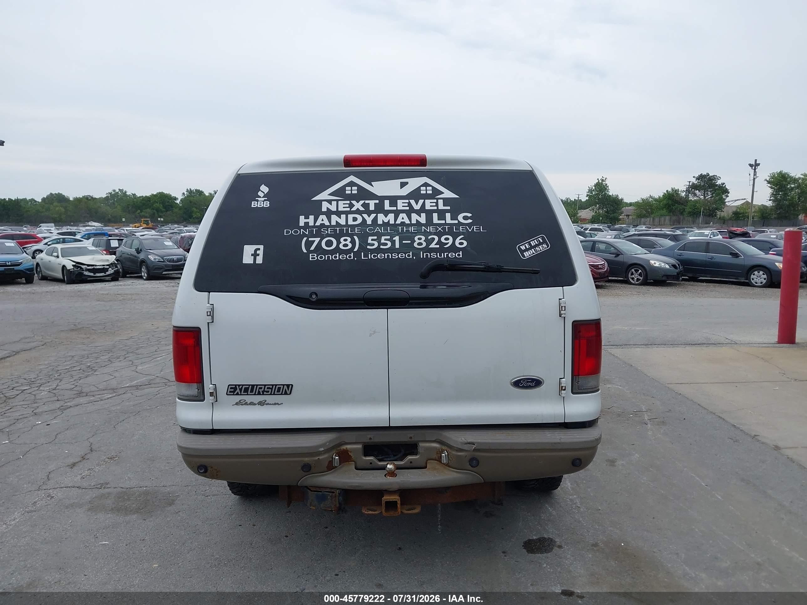 2003 Ford Excursion Eddie Bauer White vin: 1FMNU45S33EB85966