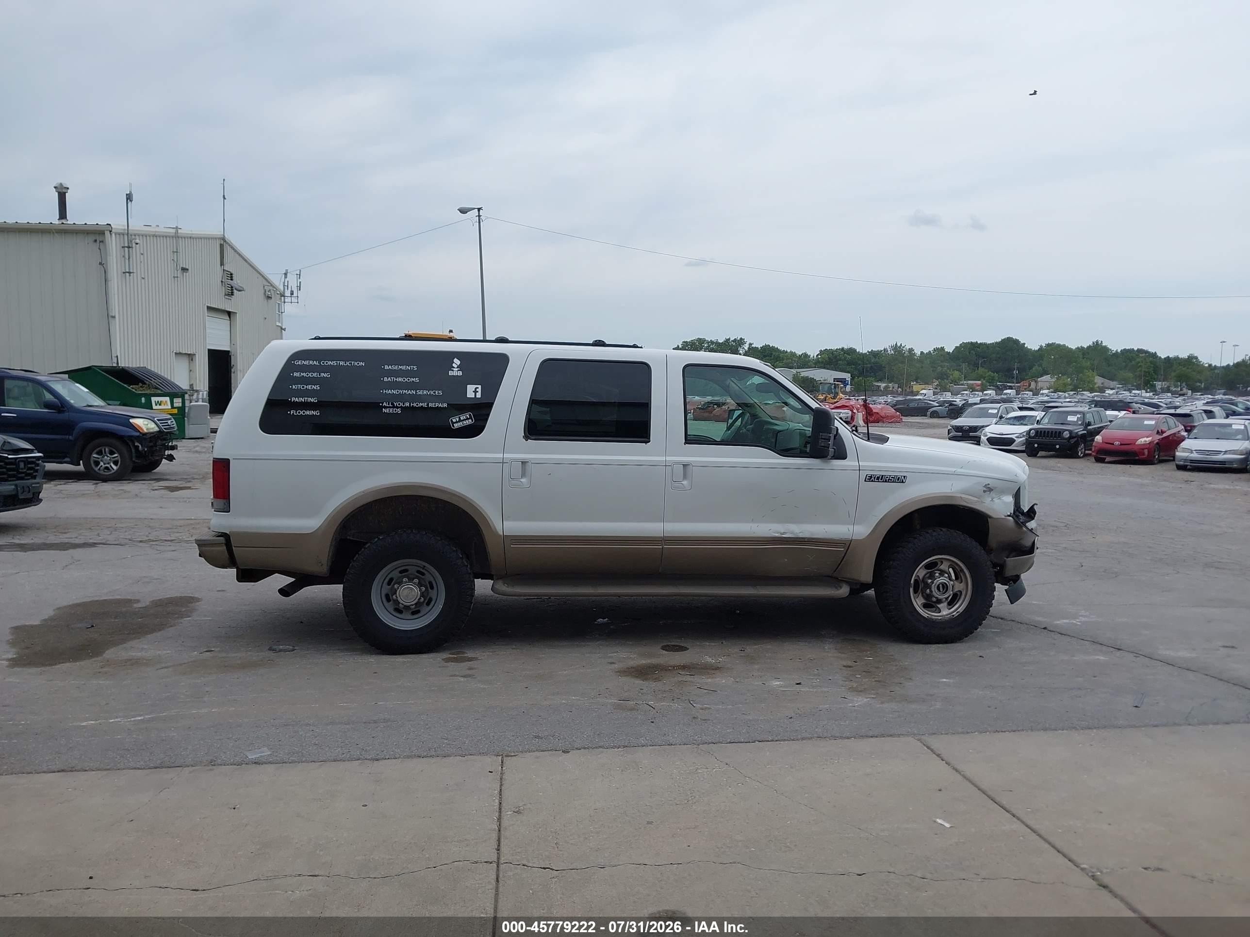 2003 Ford Excursion Eddie Bauer White vin: 1FMNU45S33EB85966
