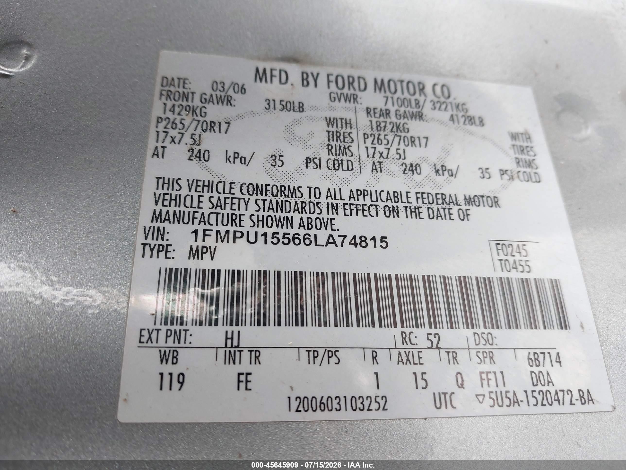 2006 Ford Expedition Xlt/xlt Sport Silver vin: 1FMPU15566LA74815