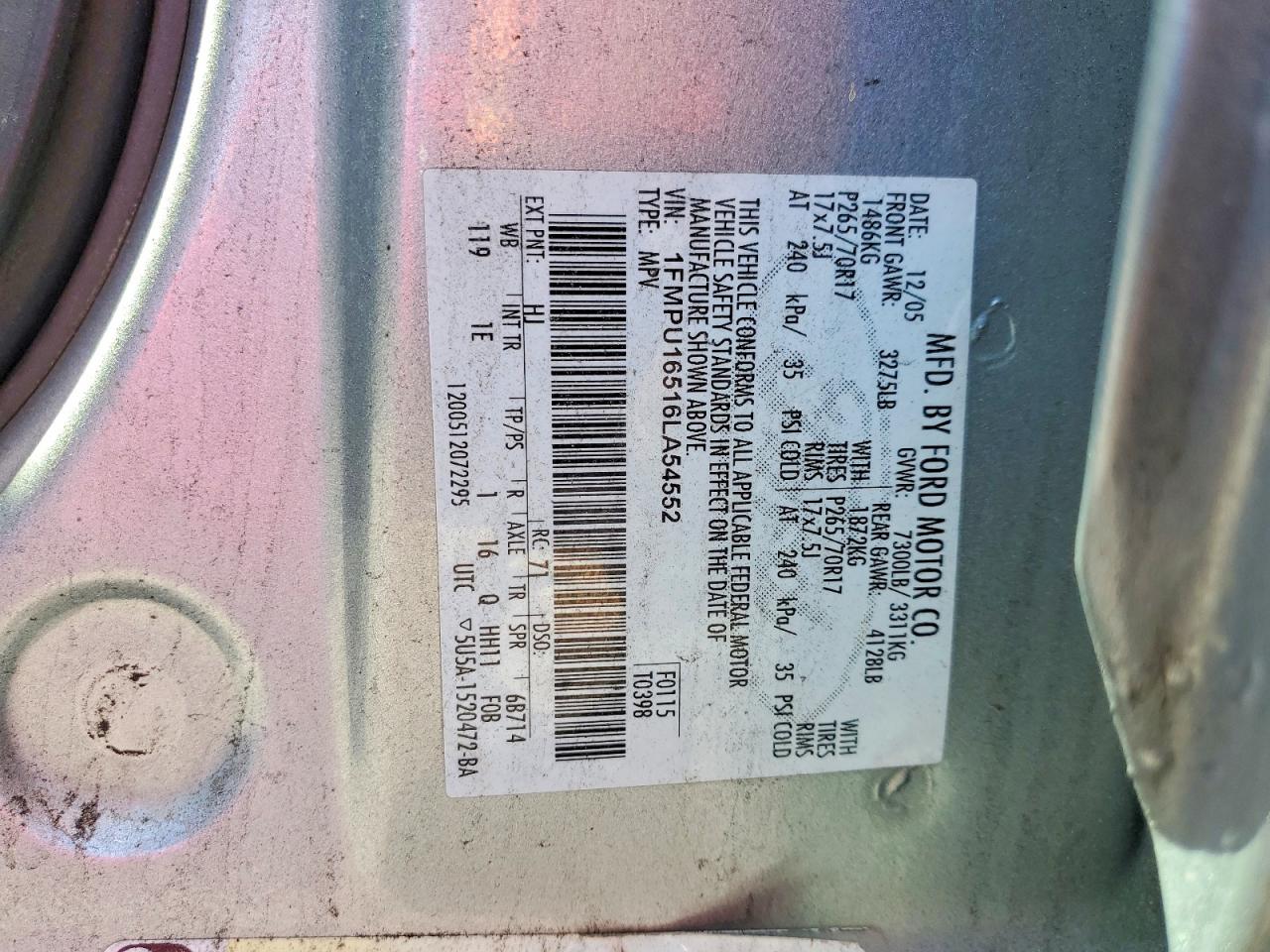 2006 Ford Expedition Xlt Silver vin: 1FMPU16516LA54552