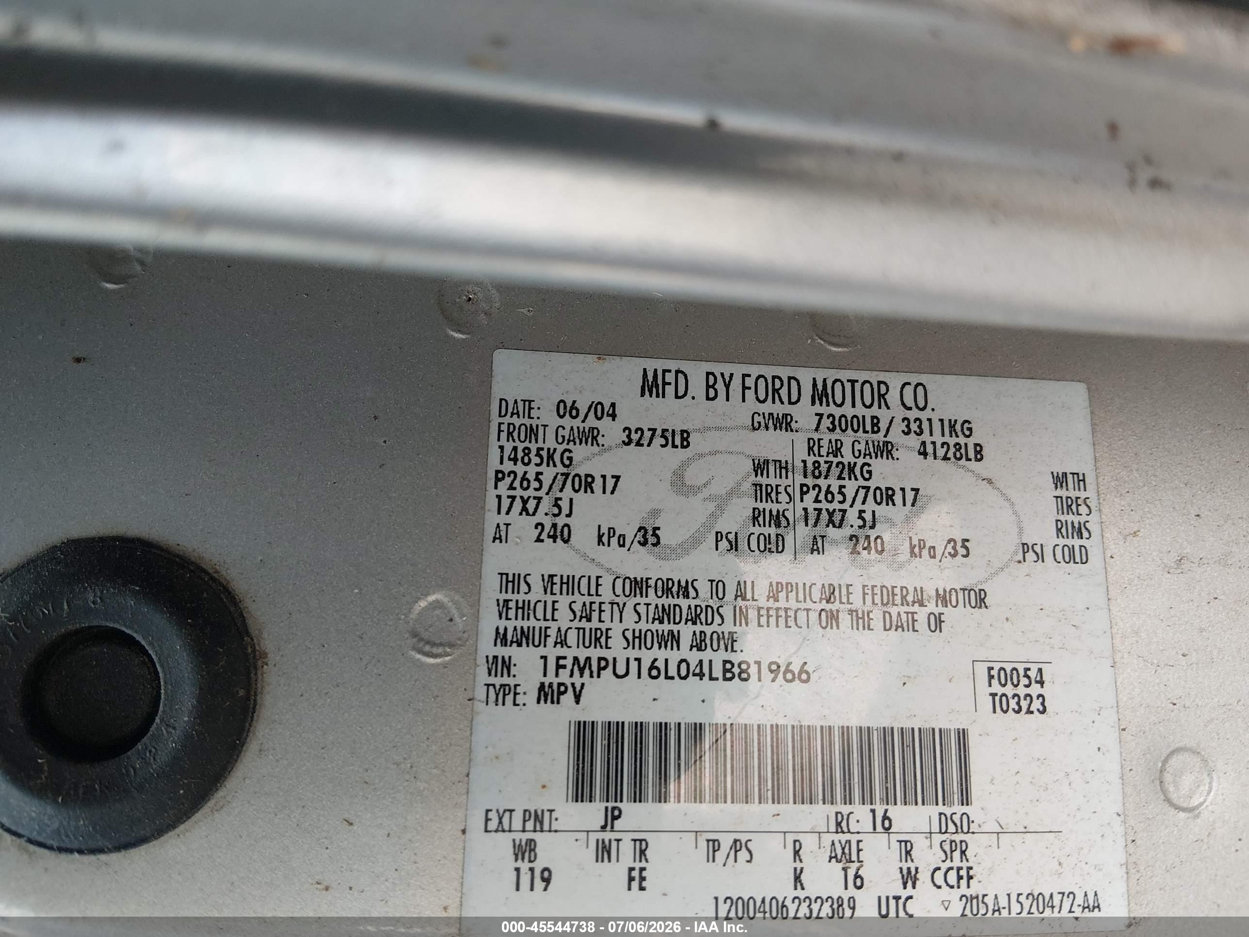 2004 Ford Expedition Nbx/xlt Silver vin: 1FMPU16L04LB81966