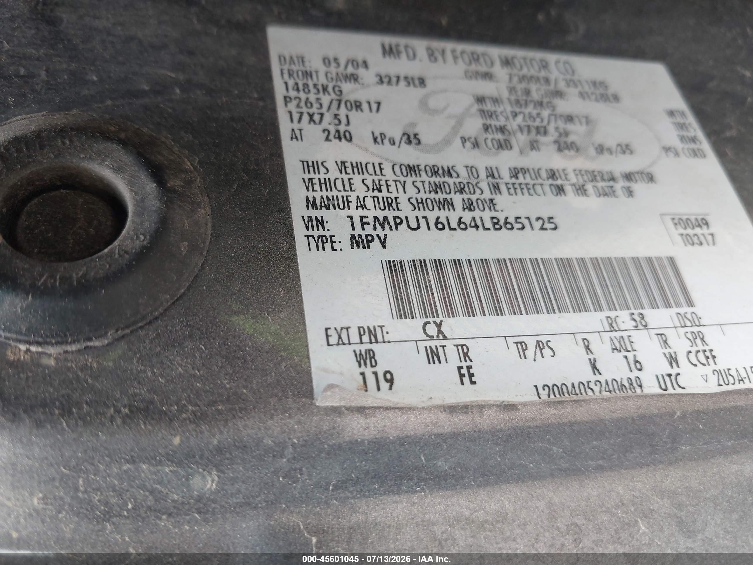 2004 Ford Expedition Nbx/xlt Серый vin: 1FMPU16L64LB65125
