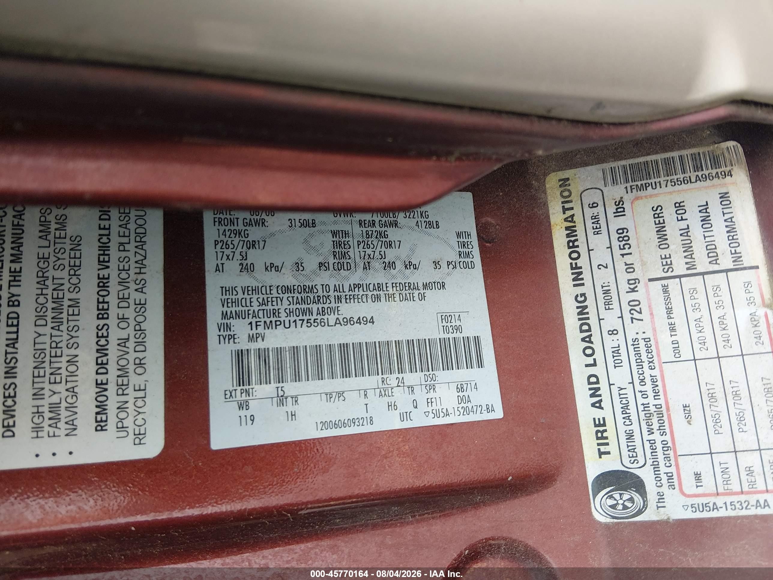 2006 Ford Expedition Eddie Bauer/king Ranch Коричневый vin: 1FMPU17556LA96494