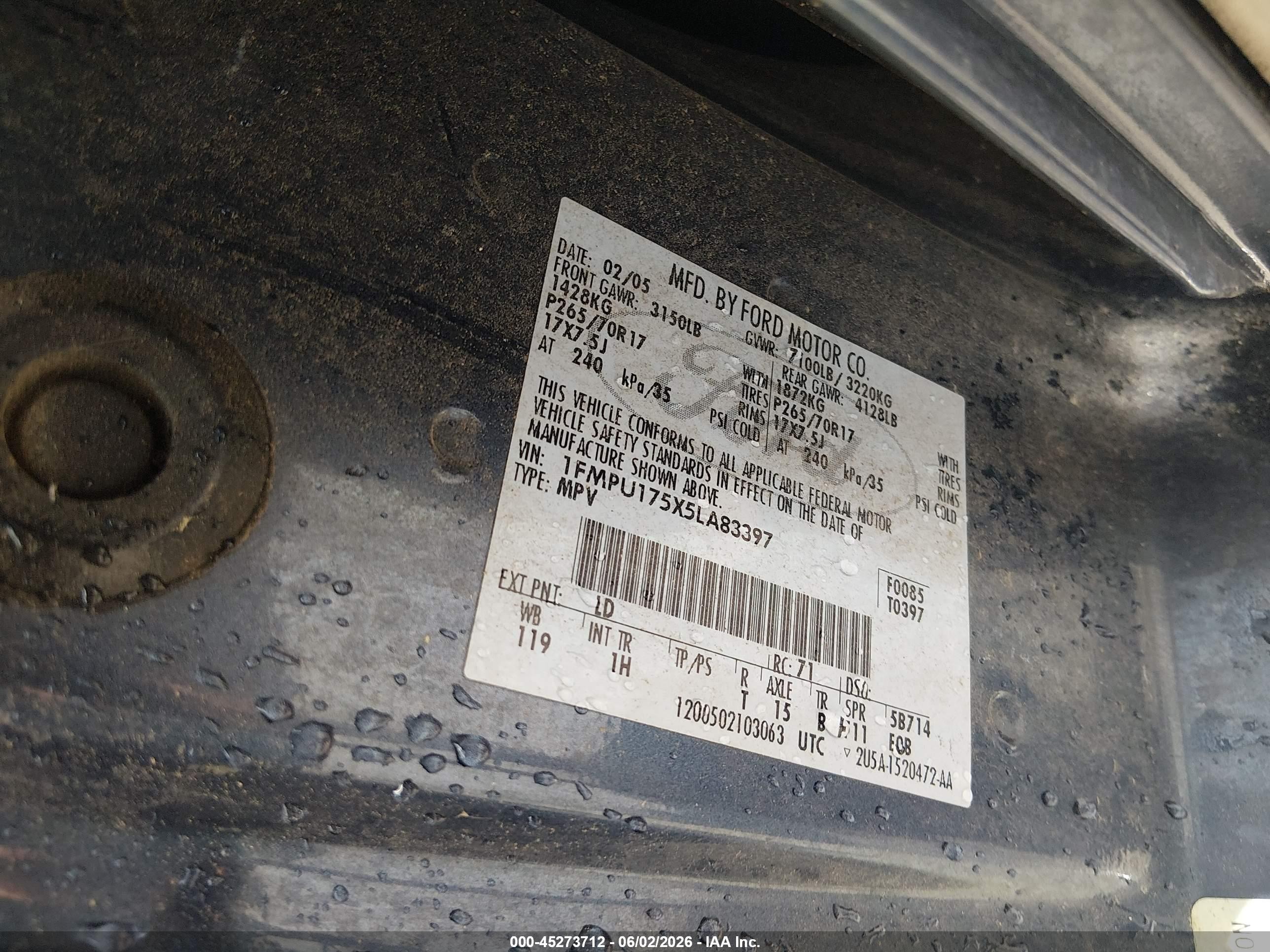 2005 Ford Expedition Eddie Bauer/king Ranch Blue vin: 1FMPU175X5LA83397