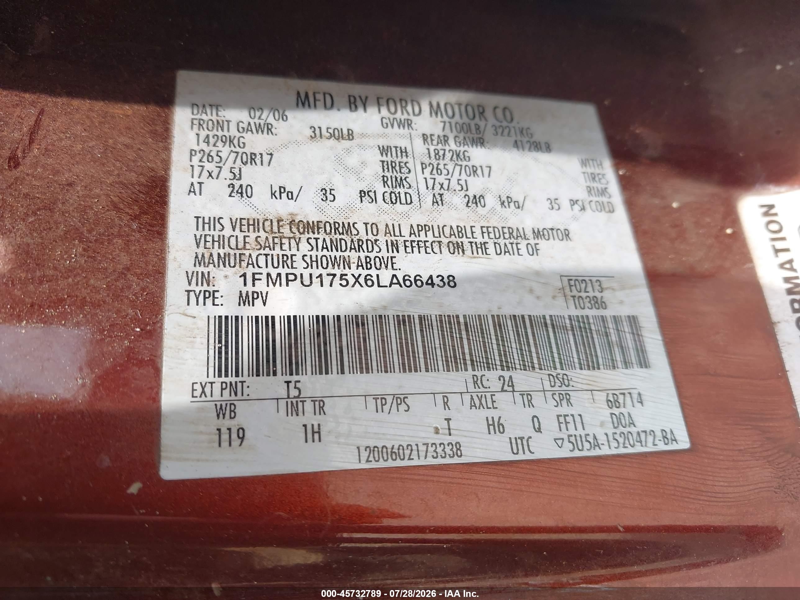 2006 Ford Expedition Eddie Bauer/king Ranch Brown vin: 1FMPU175X6LA66438