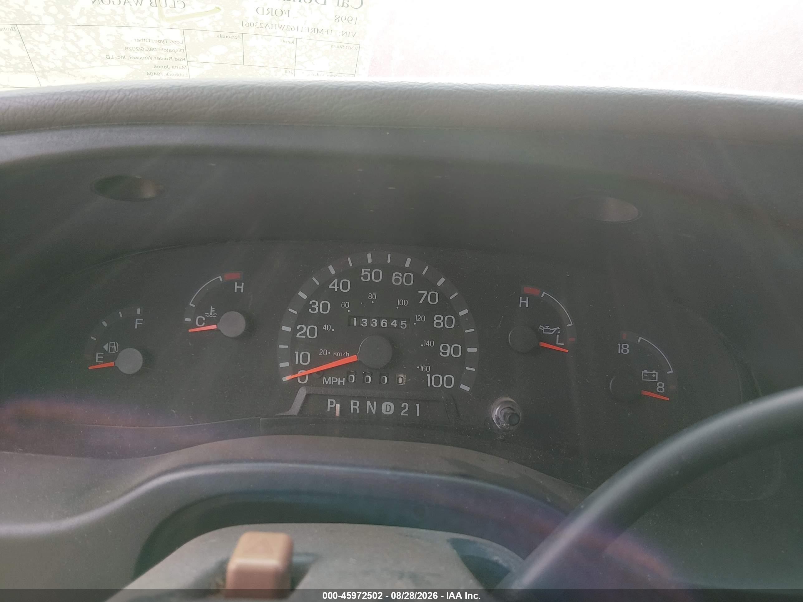 1998 Ford Club Wagon Xl/xlt Red vin: 1FMRE1162WHA23061