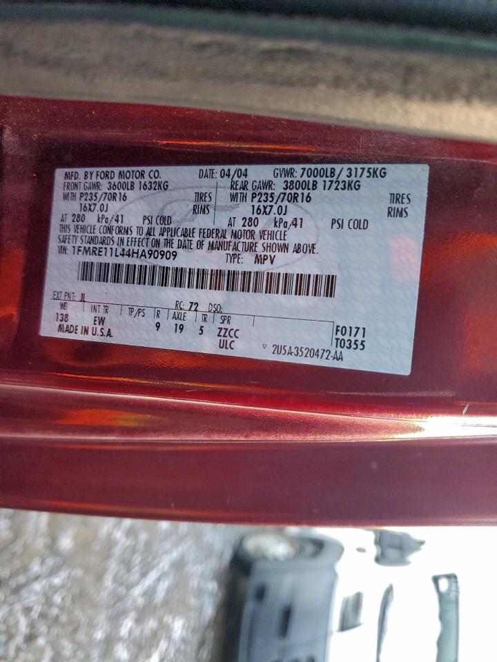 2004 Ford Econoline E150 Wagon Maroon vin: 1FMRE11L44HA90909