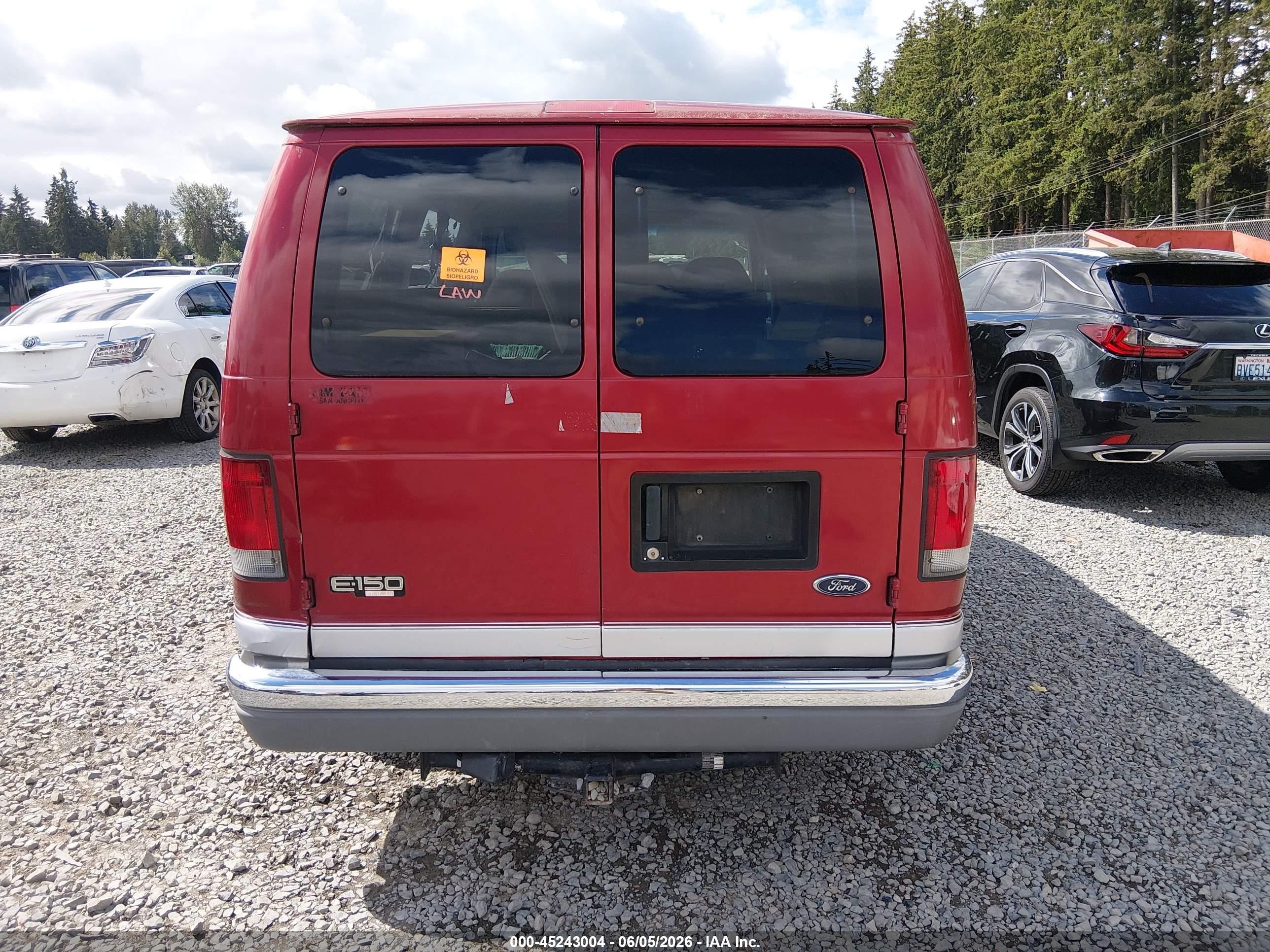 2000 Ford E-150 Xl/xlt Red vin: 1FMRE11W5YHB10147