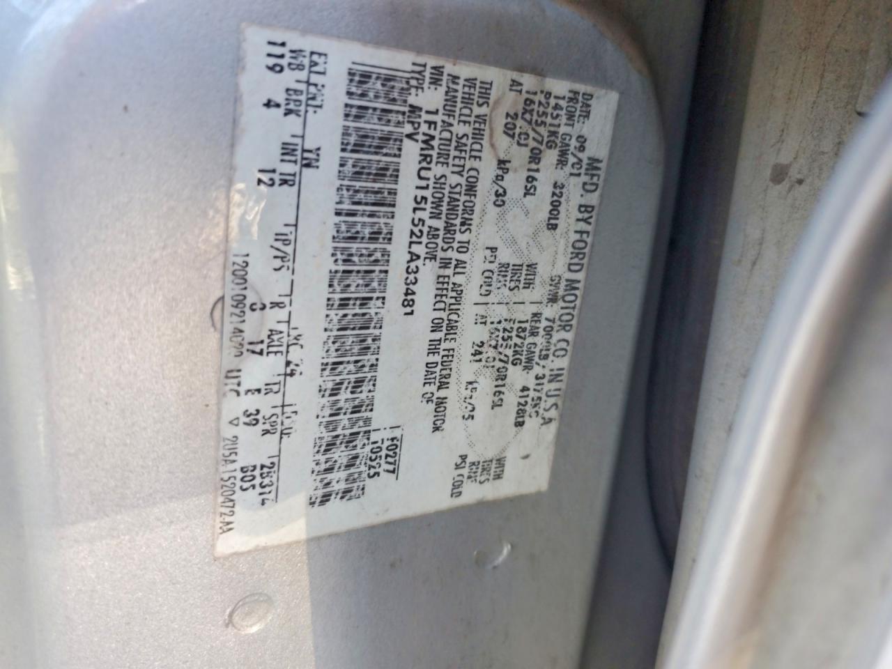 2002 Ford Expedition Xlt Silver vin: 1FMRU15L52LA33481