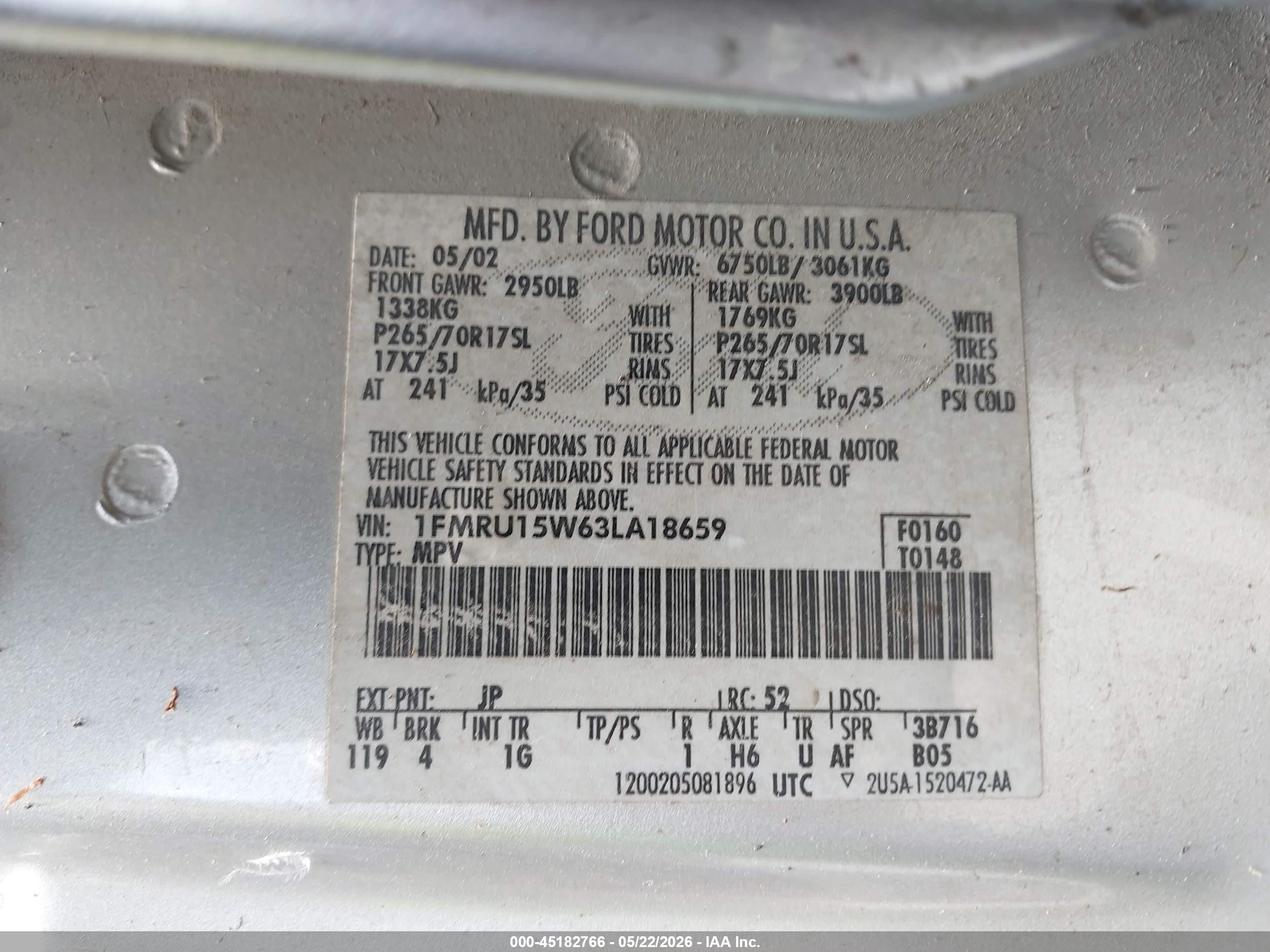 2003 Ford Expedition Xlt Gray vin: 1FMRU15W63LA18659