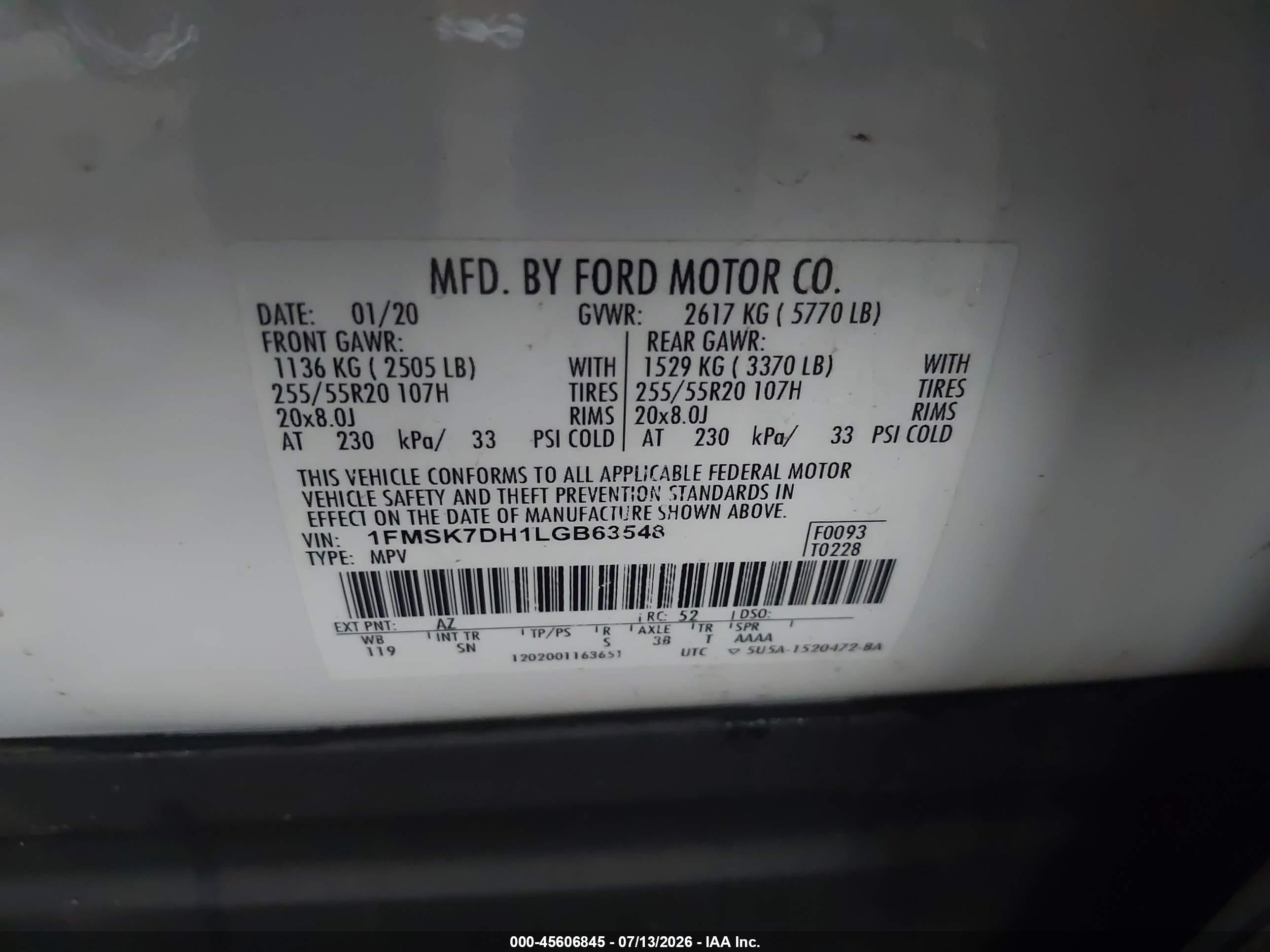 2020 Ford Explorer Xlt White vin: 1FMSK7DH1LGB63548