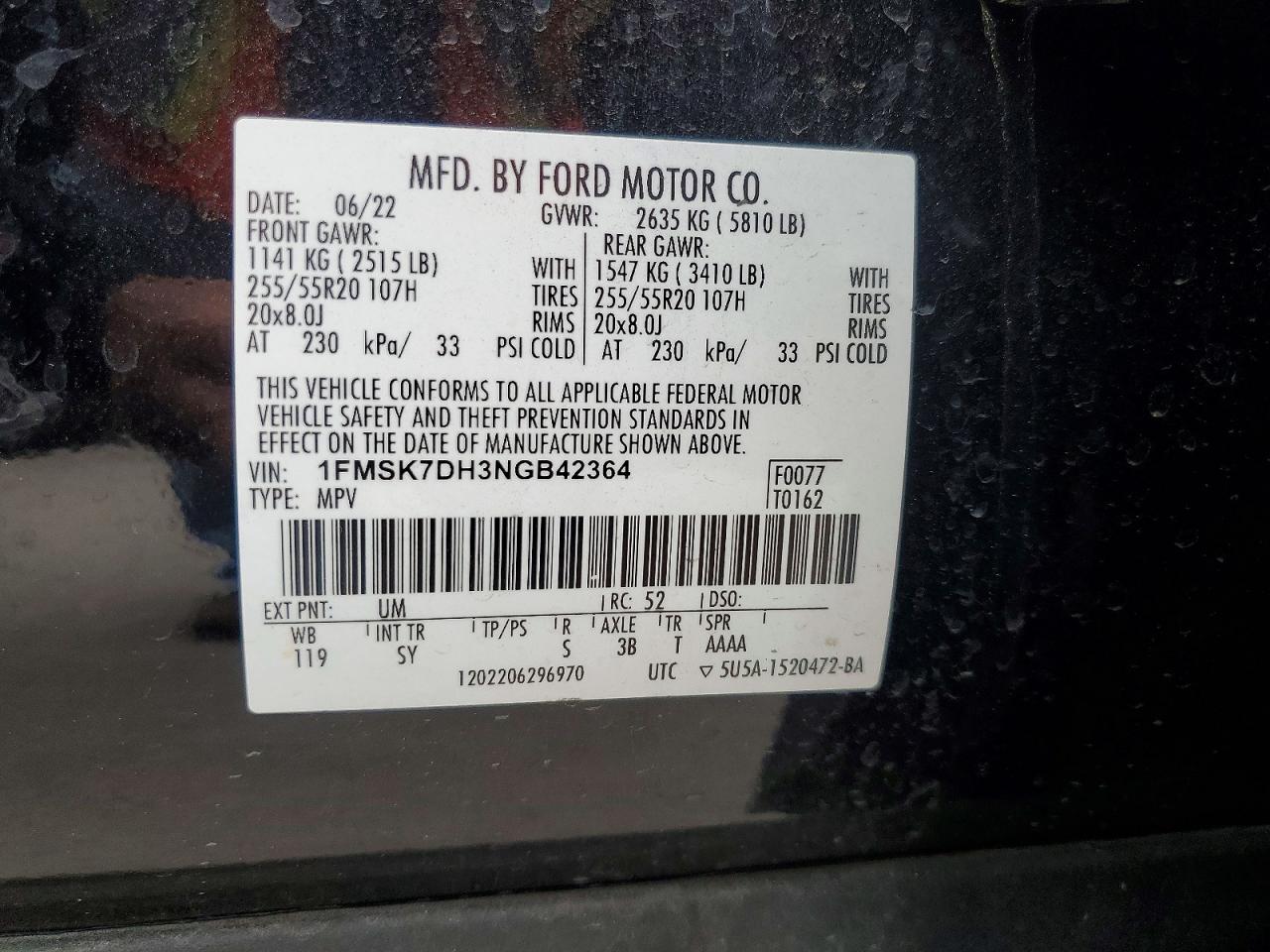 2022 Ford Explorer Xlt Black vin: 1FMSK7DH3NGB42364