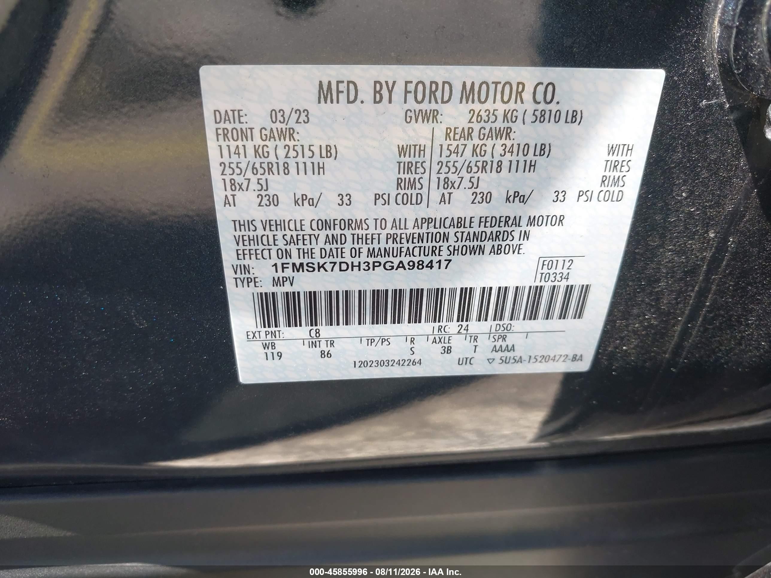 2023 Ford Explorer Xlt Gray vin: 1FMSK7DH3PGA98417