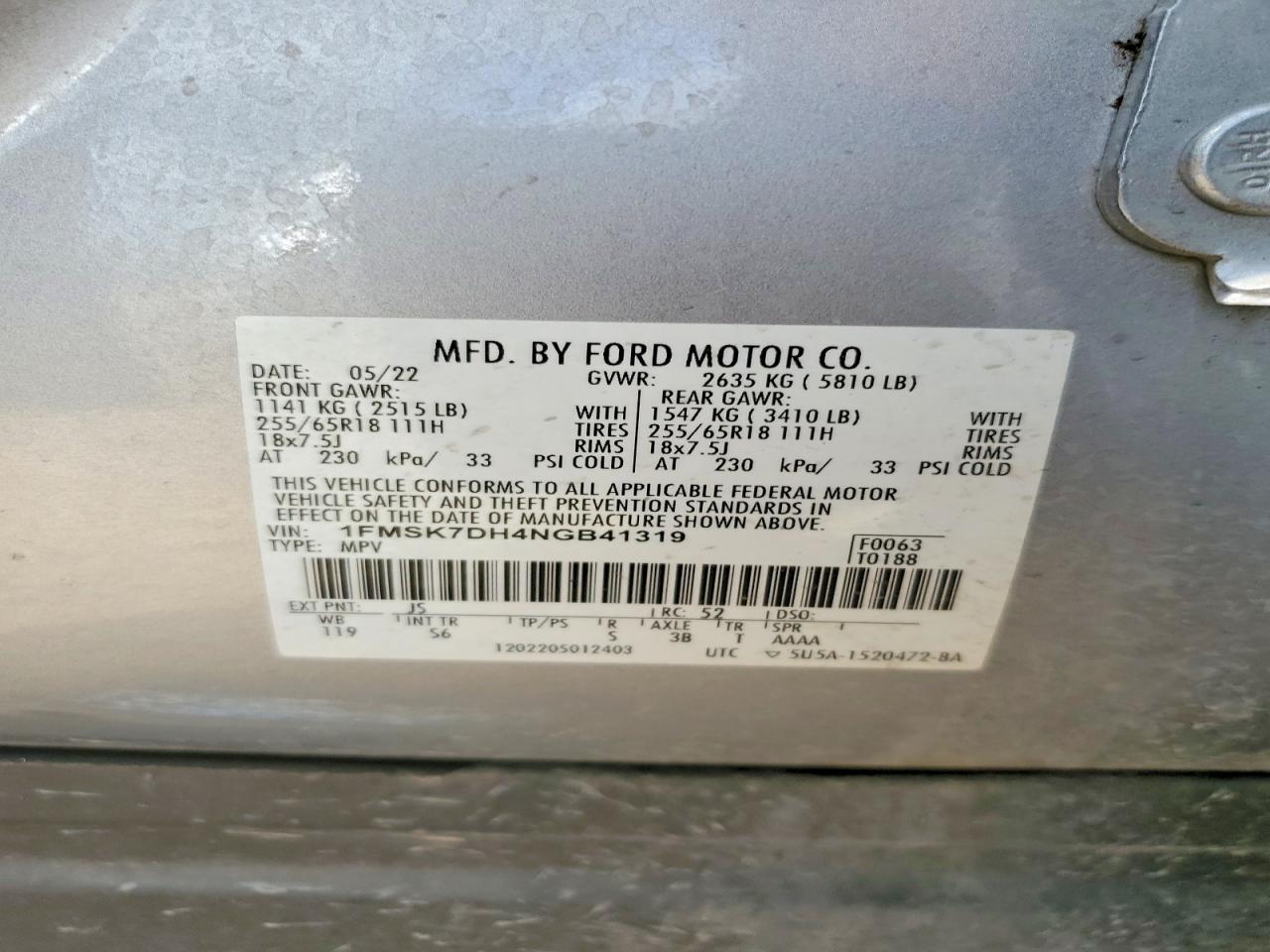 2022 Ford Explorer Xlt Silver vin: 1FMSK7DH4NGB41319