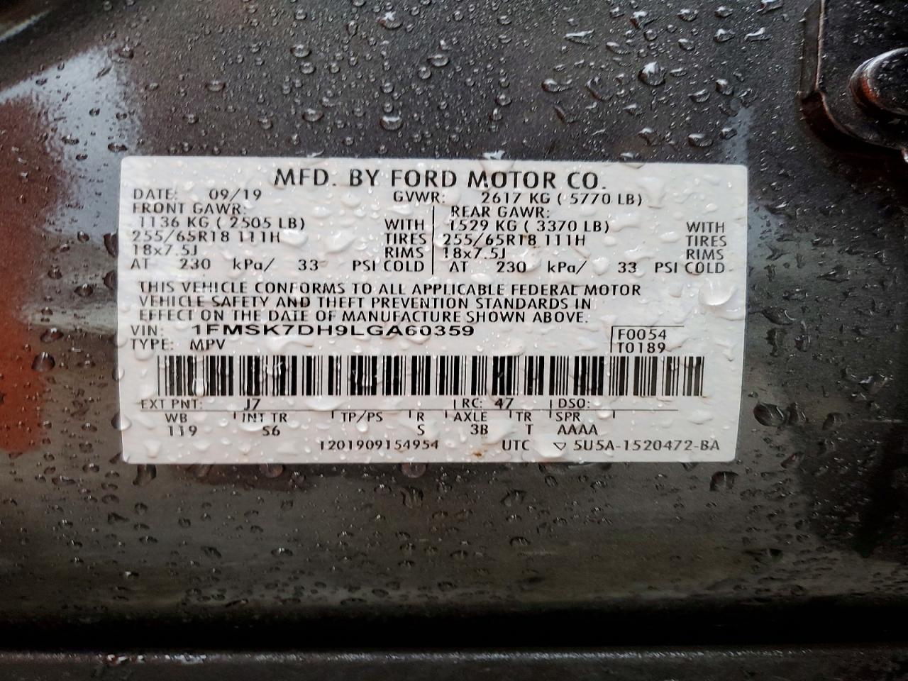 2020 Ford Explorer Xlt Gray vin: 1FMSK7DH9LGA60359