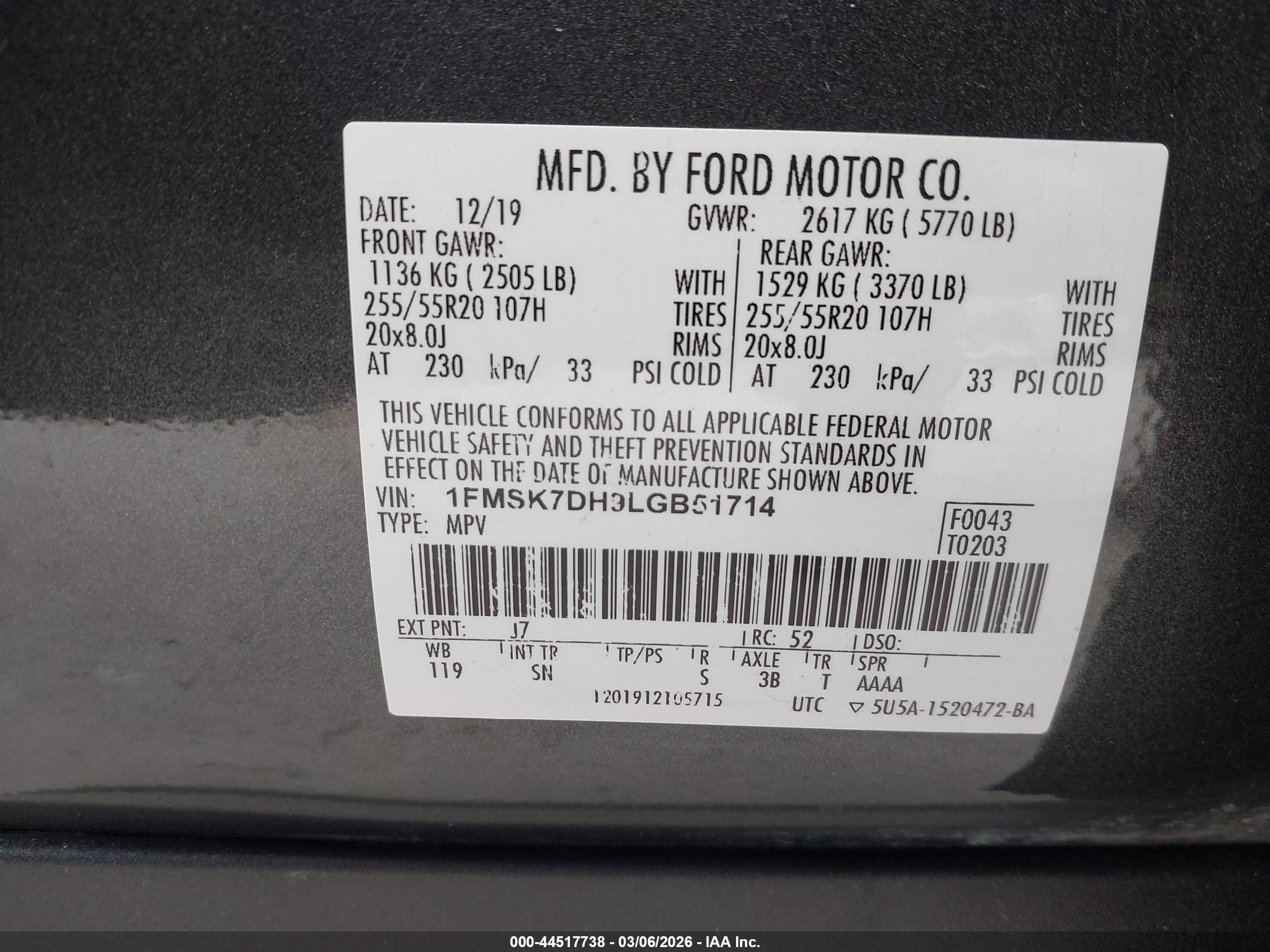 2020 Ford Explorer Xlt Gray vin: 1FMSK7DH9LGB51714