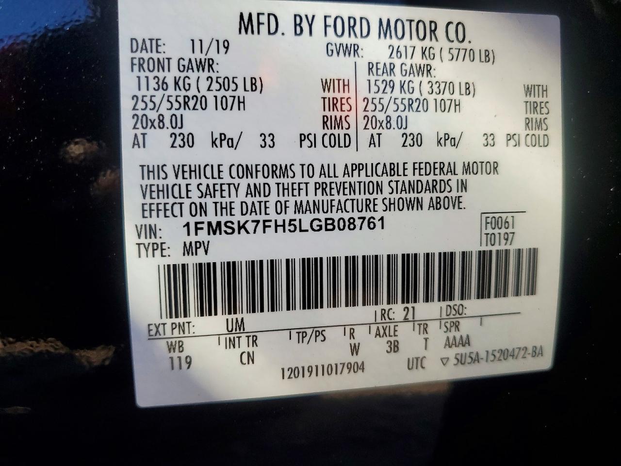 2020 Ford Explorer Limited Black vin: 1FMSK7FH5LGB08761