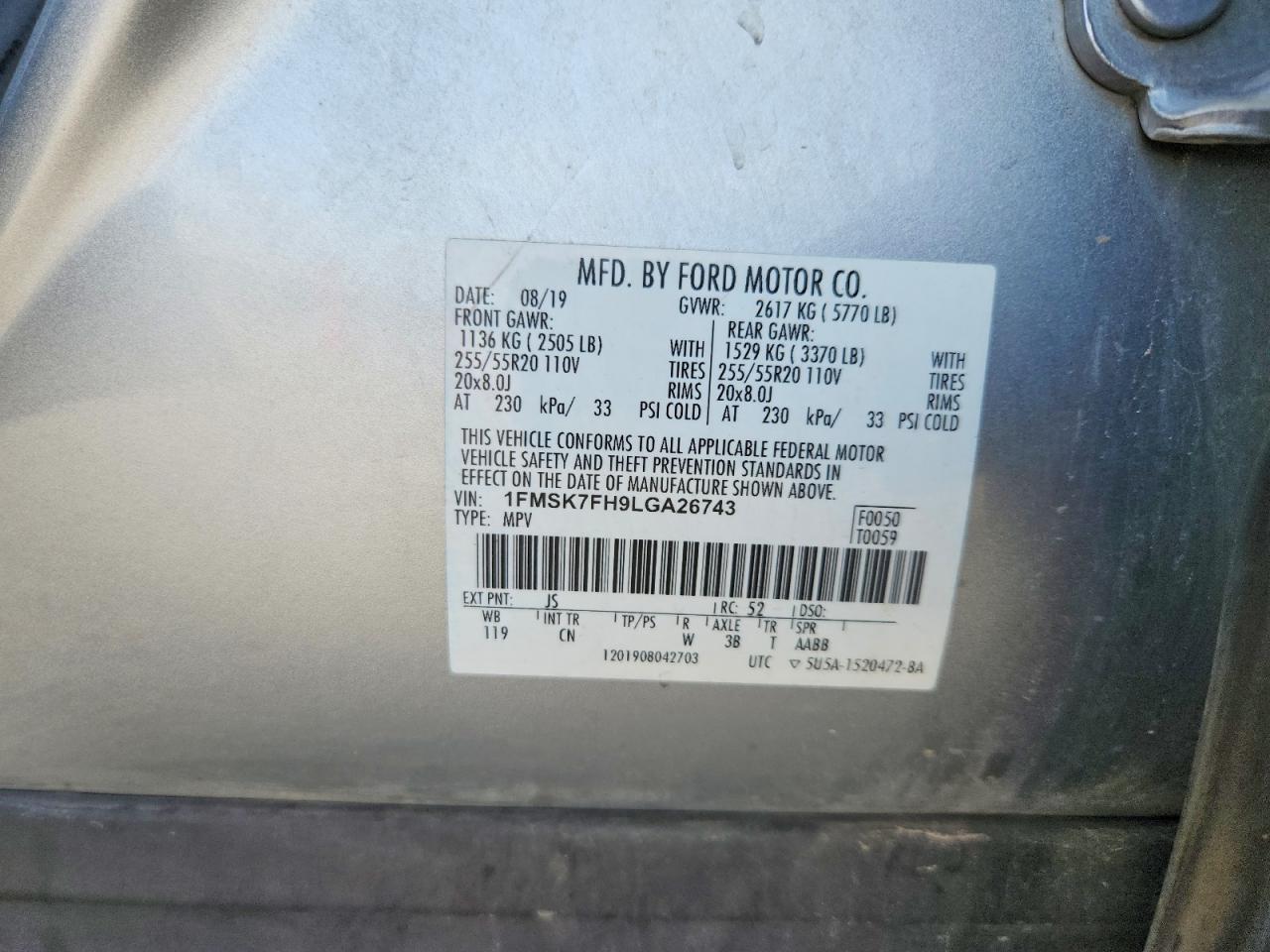 2020 Ford Explorer Limited Silver vin: 1FMSK7FH9LGA26743