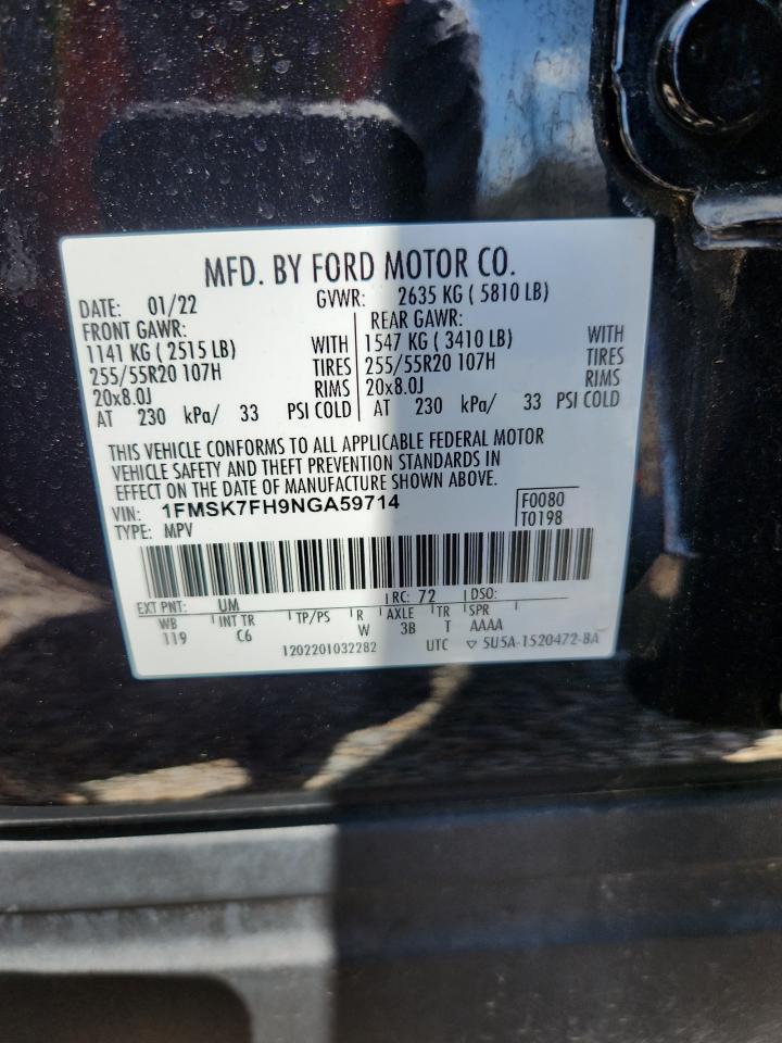 2022 Ford Explorer Limited Black vin: 1FMSK7FH9NGA59714