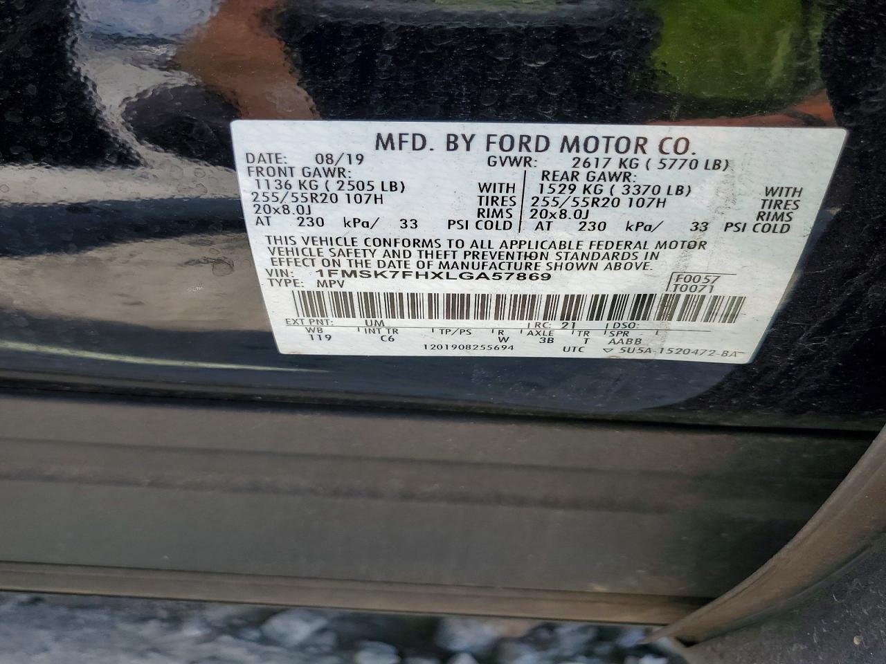 2020 Ford Explorer Limited Black vin: 1FMSK7FHXLGA57869