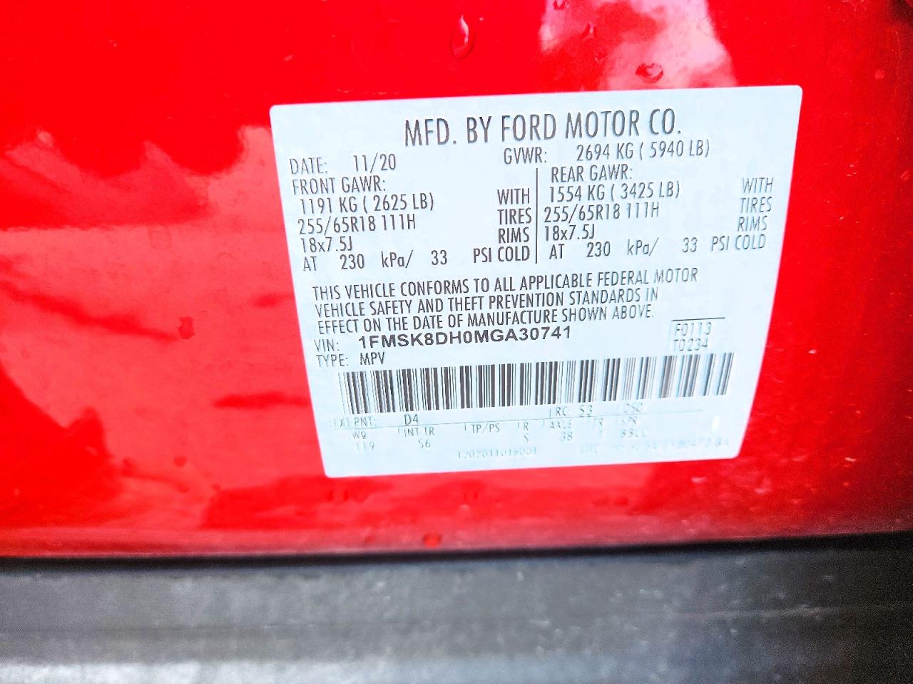 2021 Ford Explorer Xlt Red vin: 1FMSK8DH0MGA30741