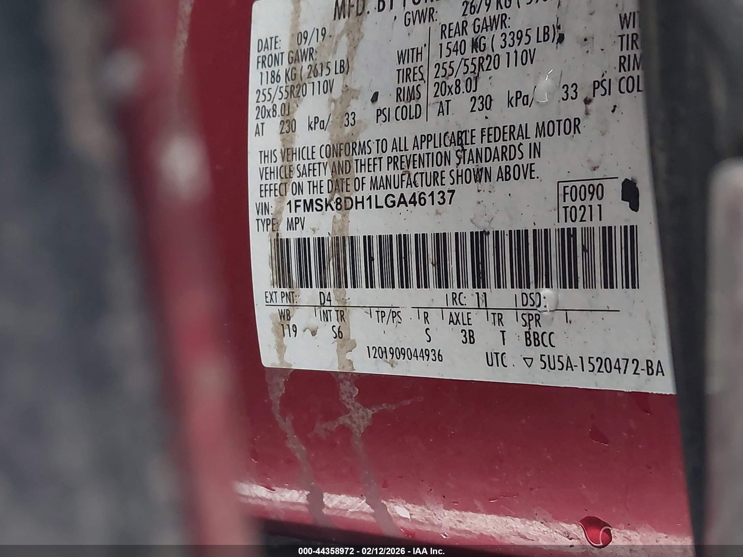 2020 Ford Explorer Xlt Red vin: 1FMSK8DH1LGA46137