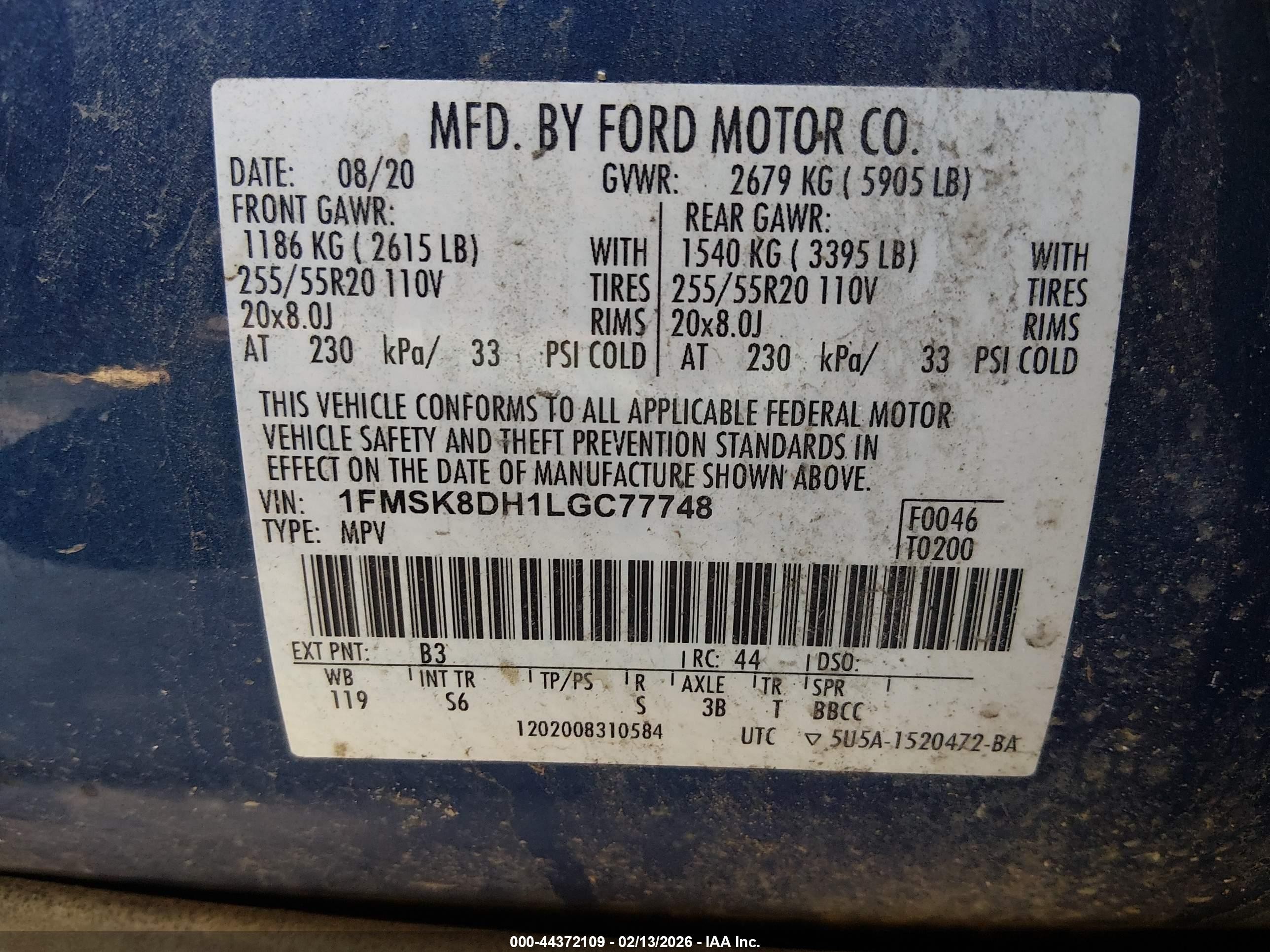 2020 Ford Explorer Xlt Blue vin: 1FMSK8DH1LGC77748