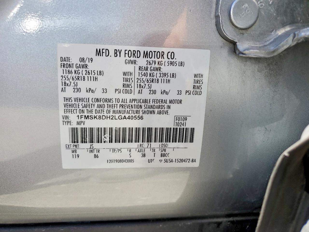 2020 Ford Explorer Xlt Silver vin: 1FMSK8DH2LGA40556
