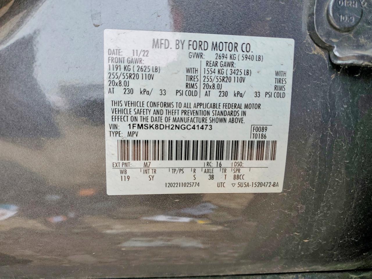 2022 Ford Explorer Xlt Gray vin: 1FMSK8DH2NGC41473