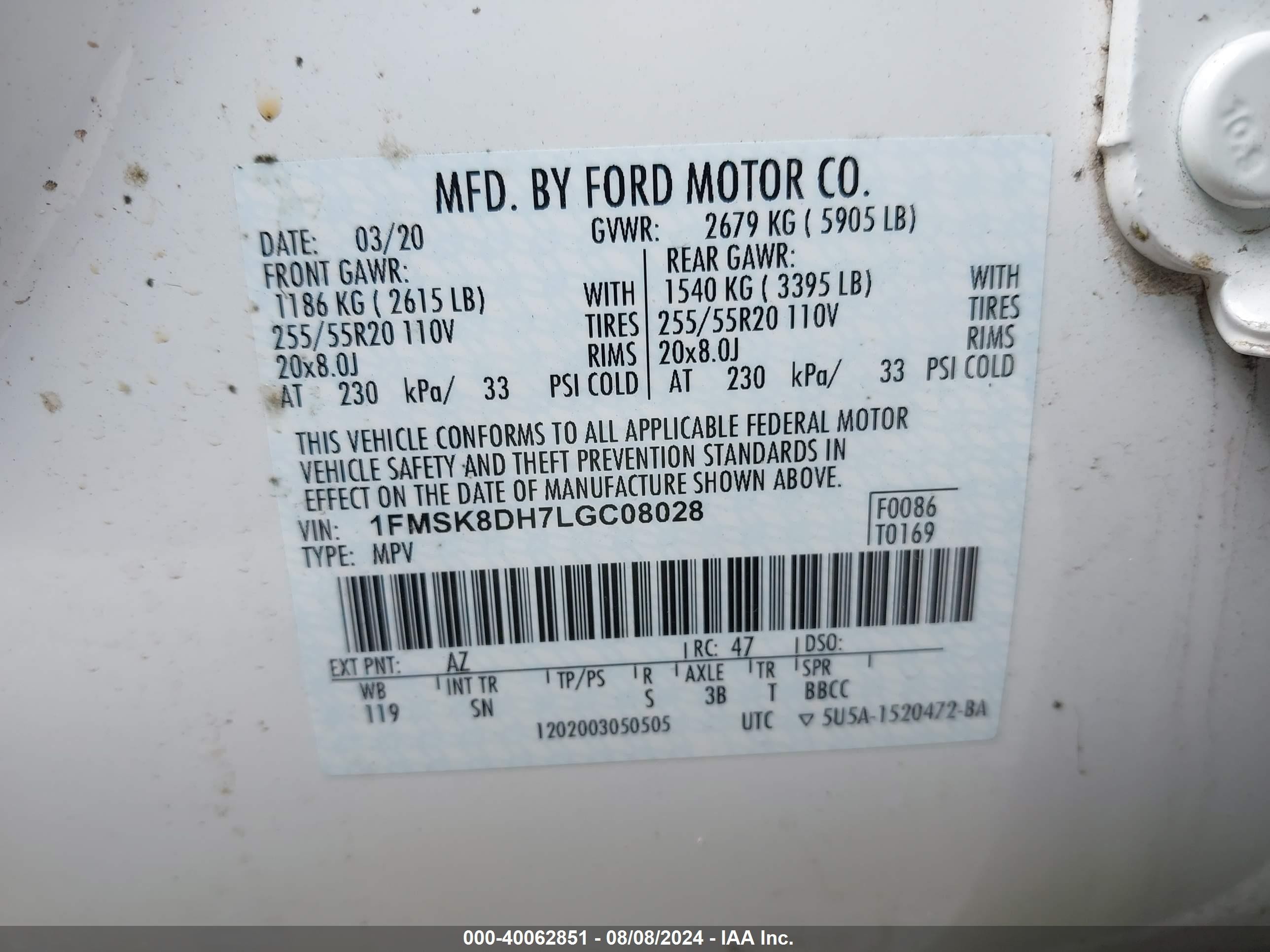 2020 Ford Explorer Xlt White vin: 1FMSK8DH7LGC08028