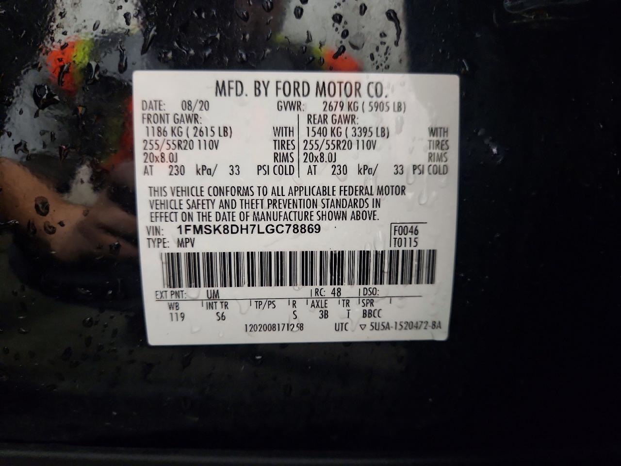2020 Ford Explorer Xlt Black vin: 1FMSK8DH7LGC78869