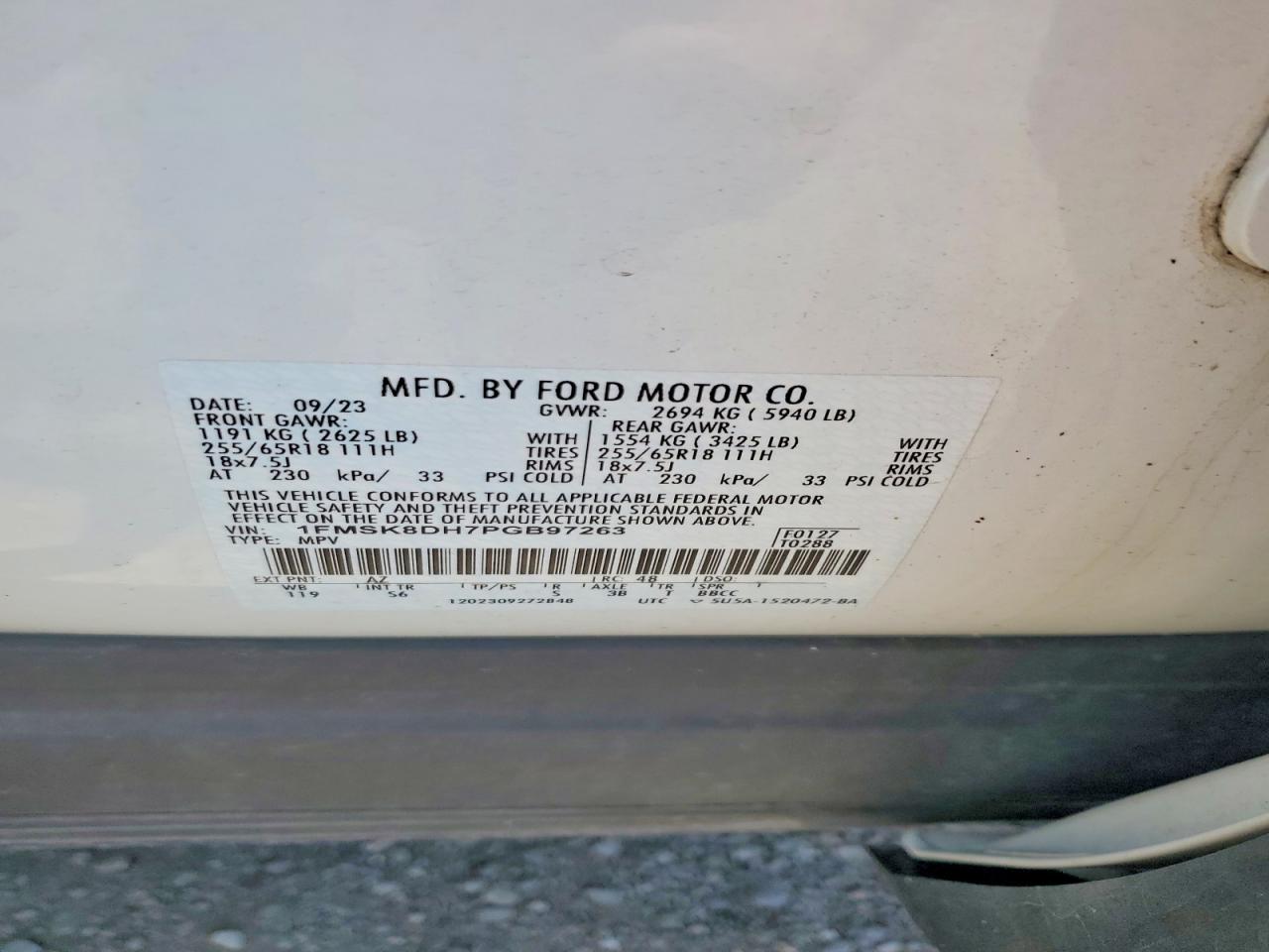 2023 Ford Explorer Xlt White vin: 1FMSK8DH7PGB97263
