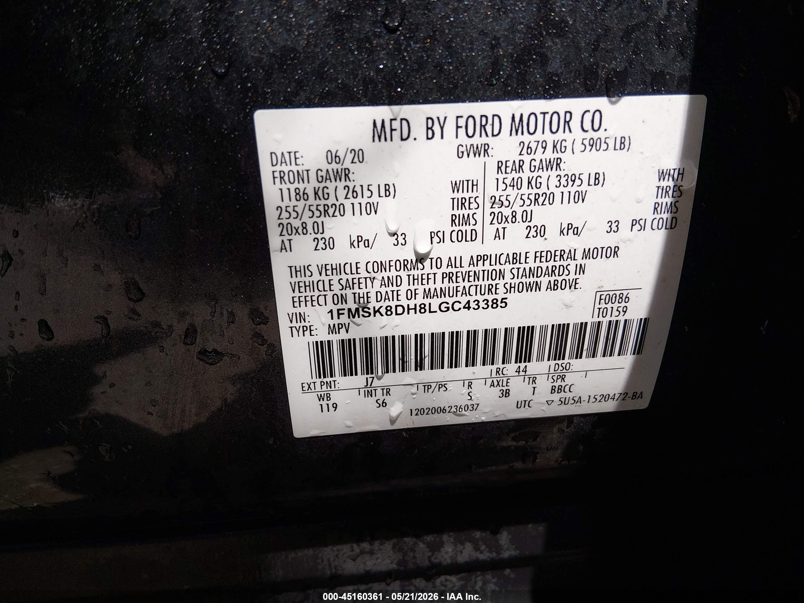 2020 Ford Explorer Xlt Gray vin: 1FMSK8DH8LGC43385