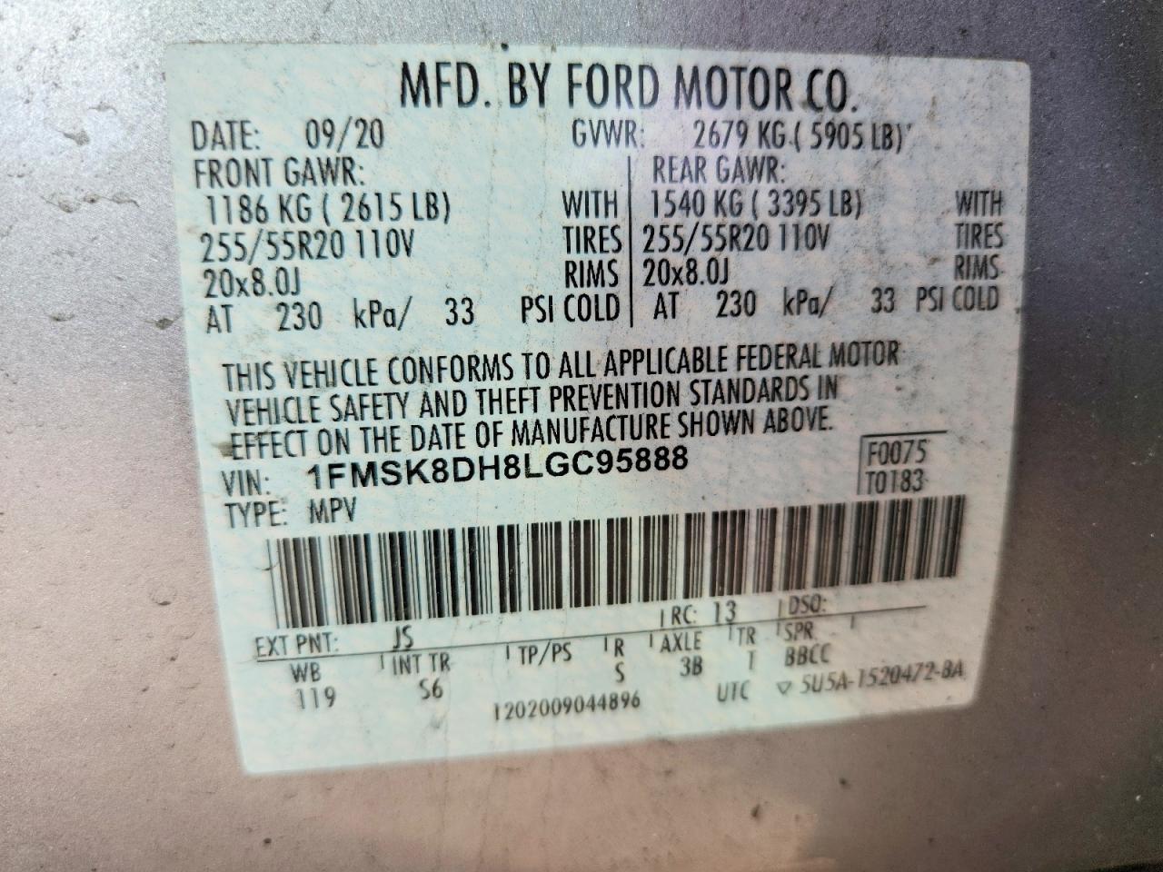 2020 Ford Explorer Xlt Silver vin: 1FMSK8DH8LGC95888