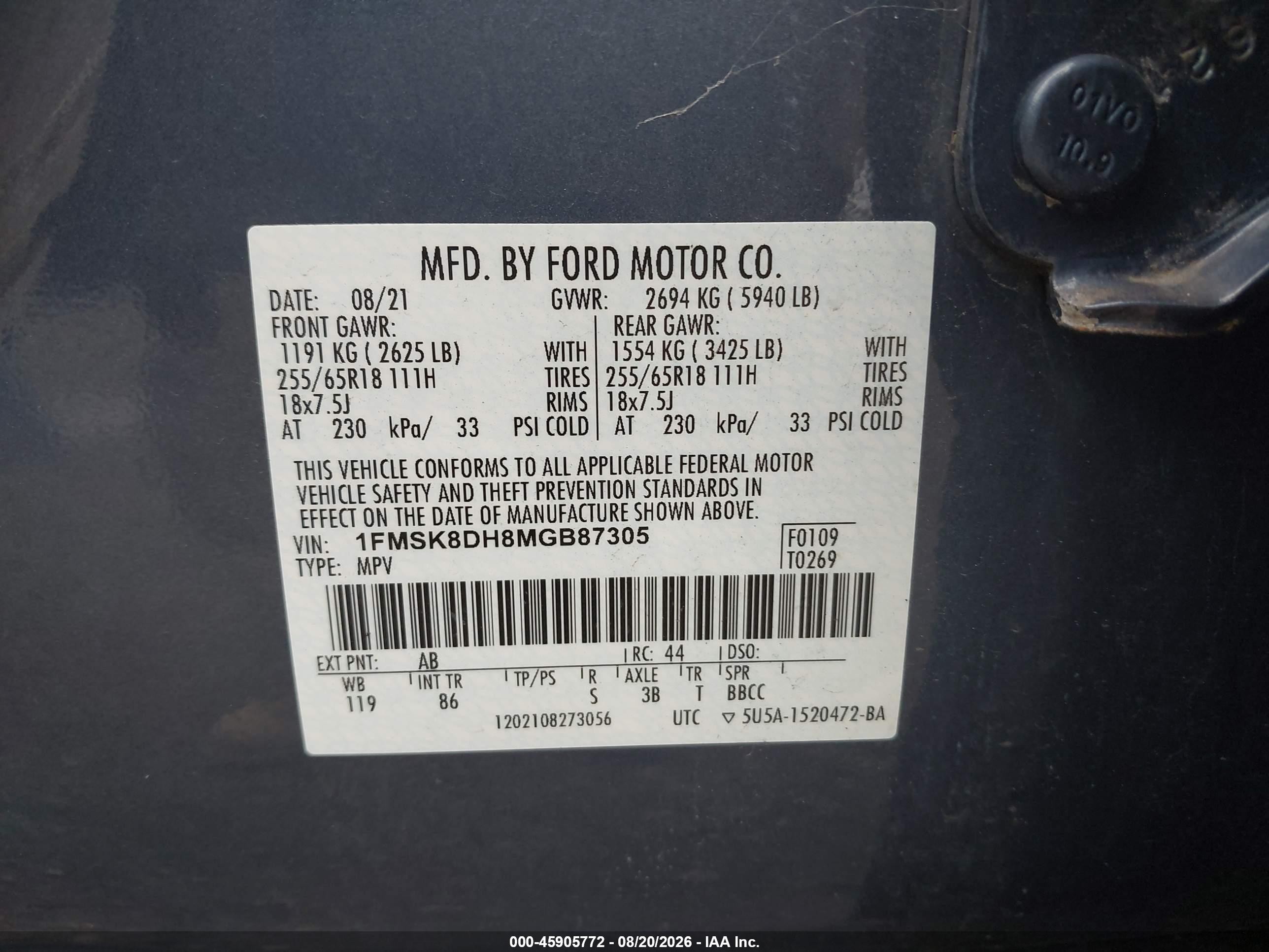 2021 Ford Explorer Xlt Blue vin: 1FMSK8DH8MGB87305
