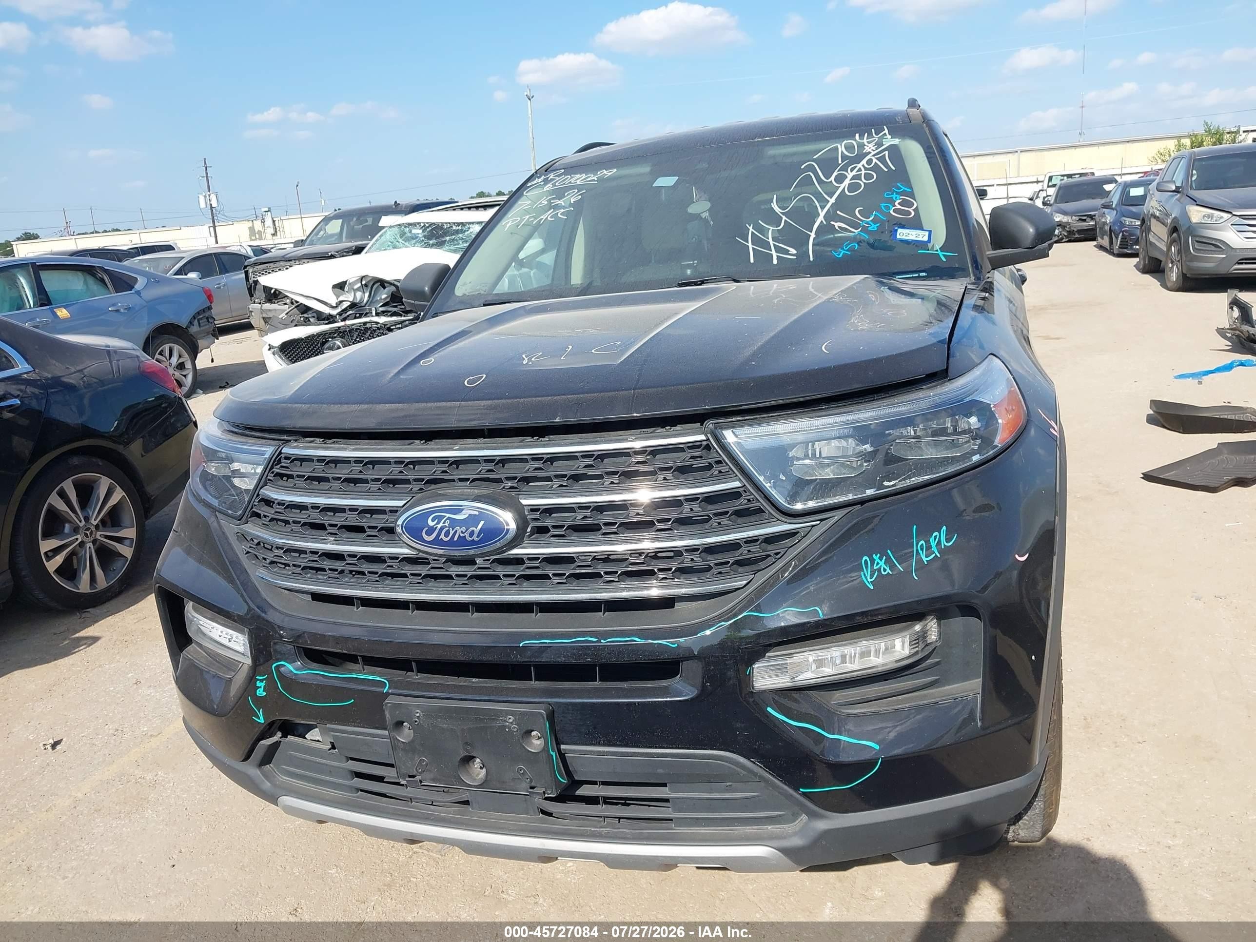 2022 Ford Explorer Xlt Black vin: 1FMSK8DH9NGB18897