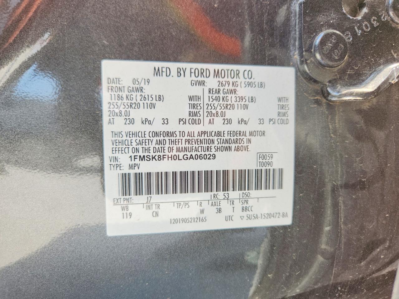 2020 Ford Explorer Limited Gray vin: 1FMSK8FH0LGA06029