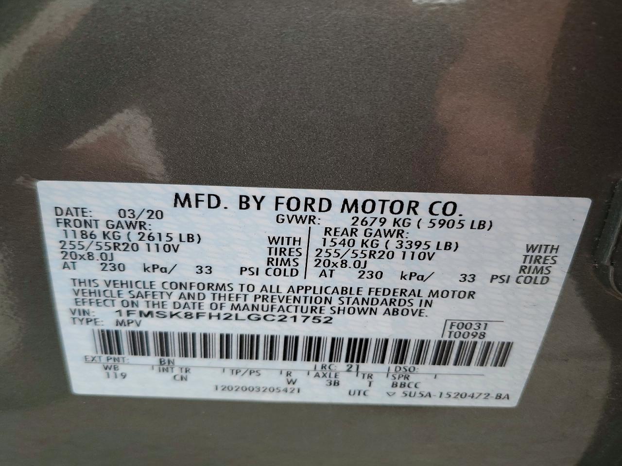 2020 Ford Explorer Limited Green vin: 1FMSK8FH2LGC21752