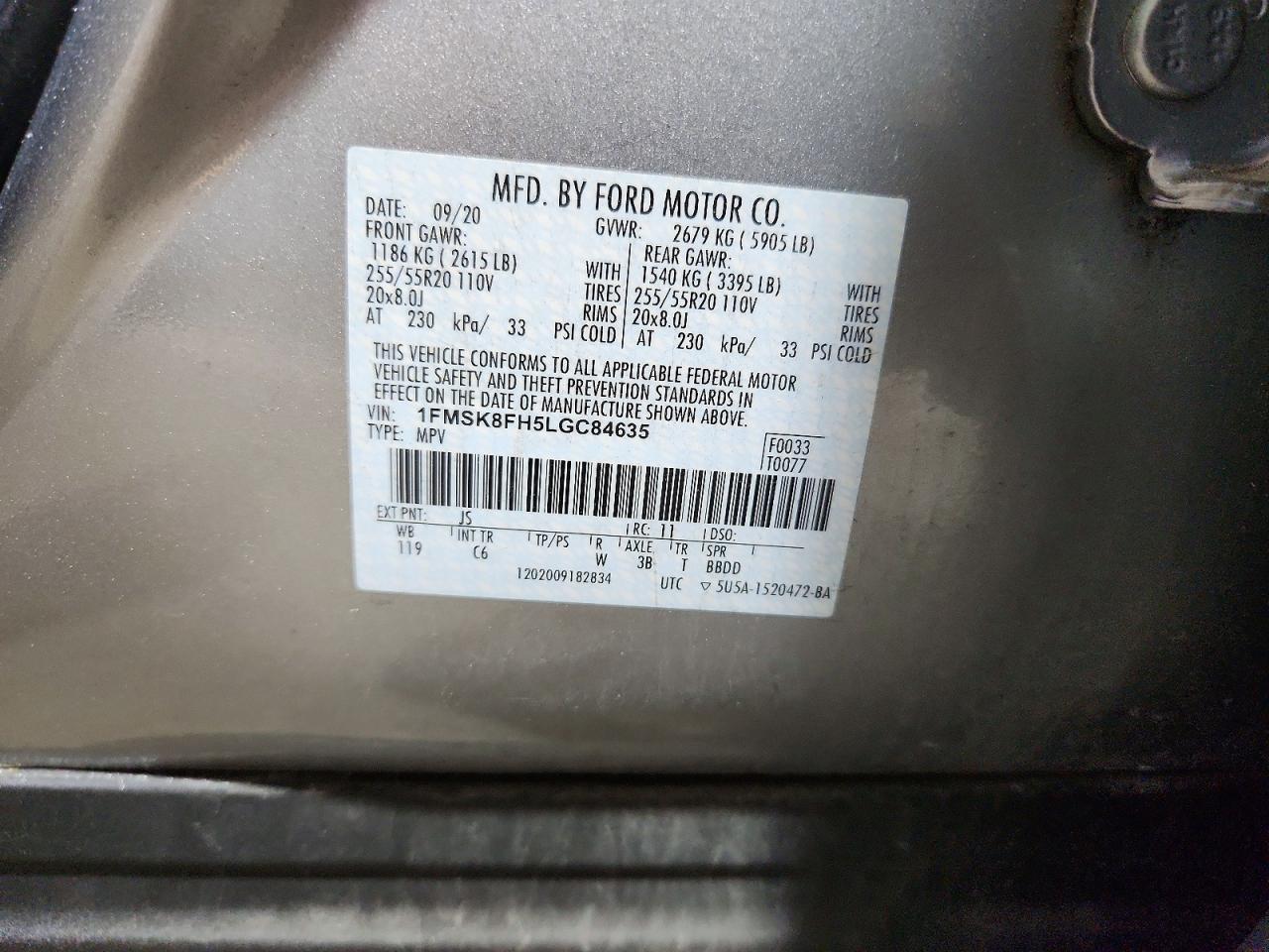 2020 Ford Explorer Limited Silver vin: 1FMSK8FH5LGC84635