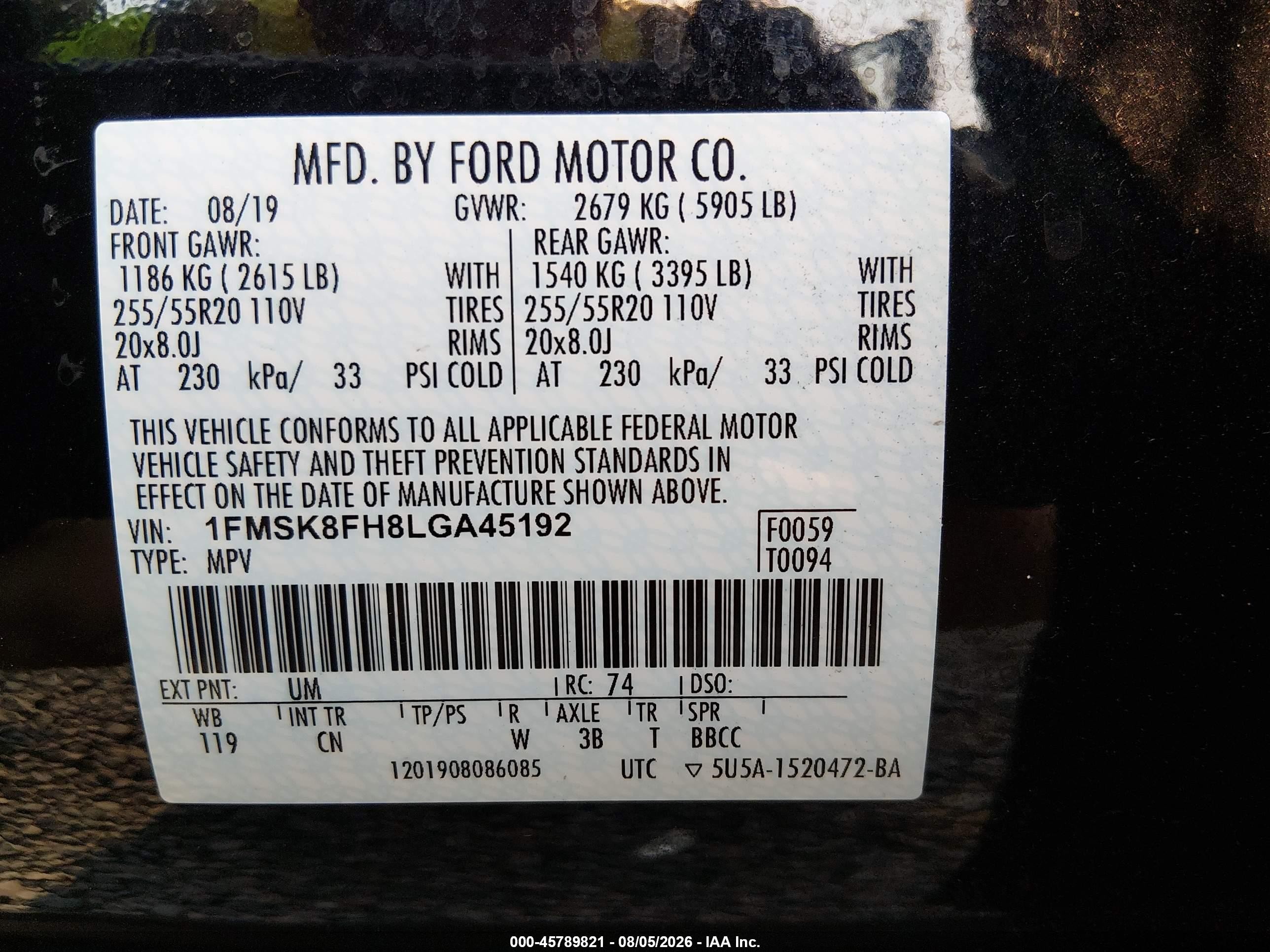 2020 Ford Explorer Limited Black vin: 1FMSK8FH8LGA45192