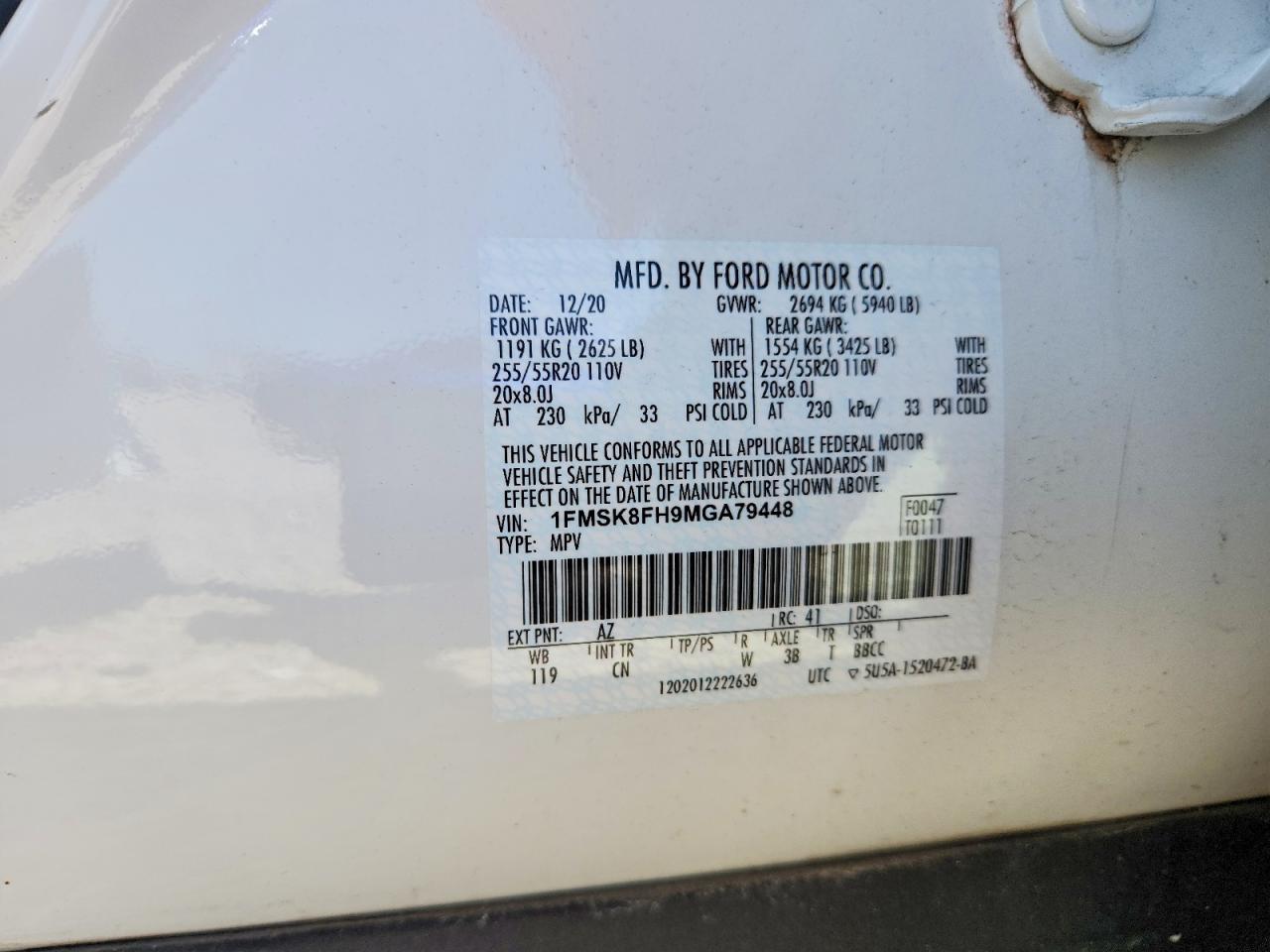 2021 Ford Explorer Limited White vin: 1FMSK8FH9MGA79448