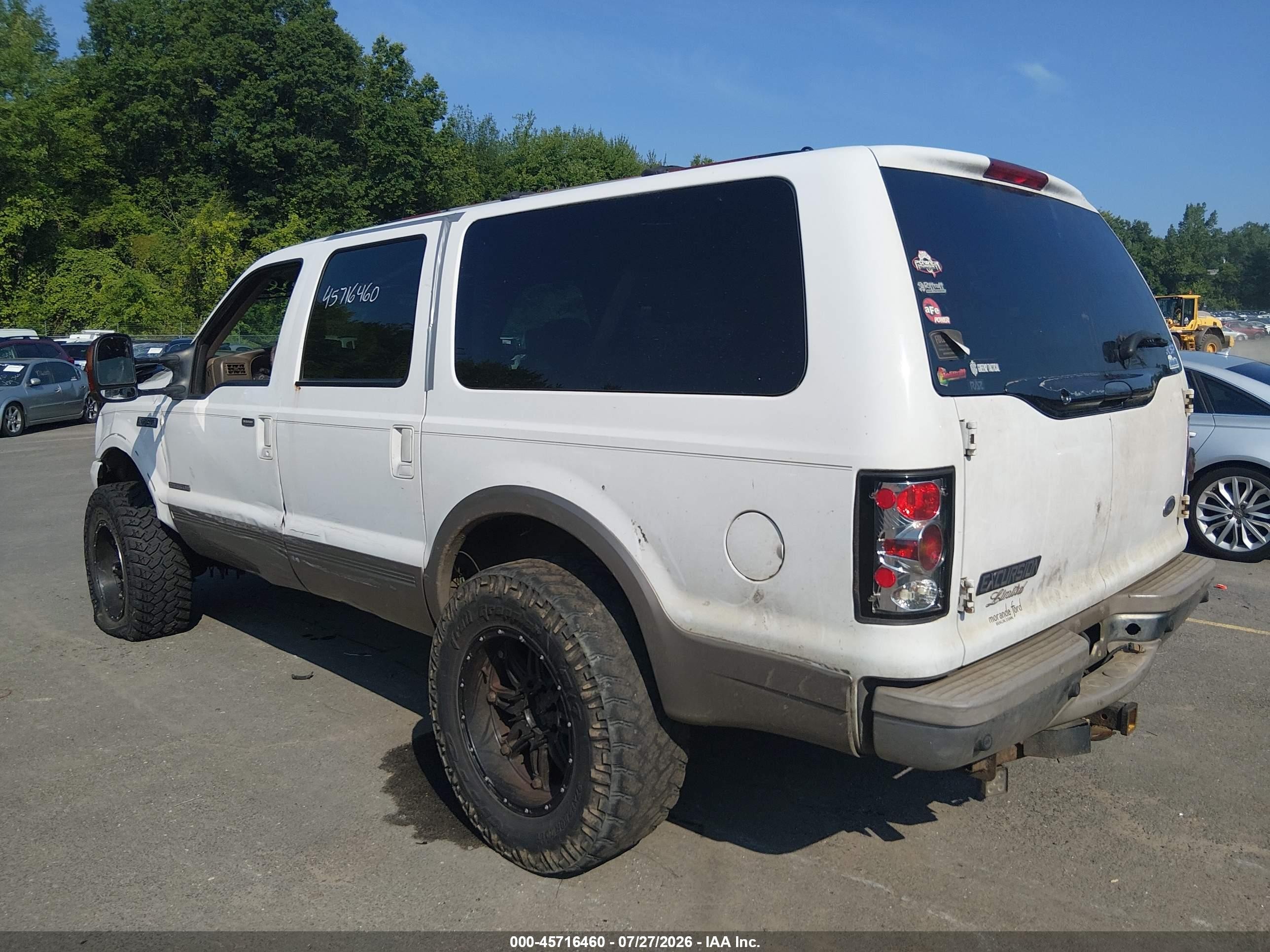 2001 Ford Excursion Limited White vin: 1FMSU43F11ED73097