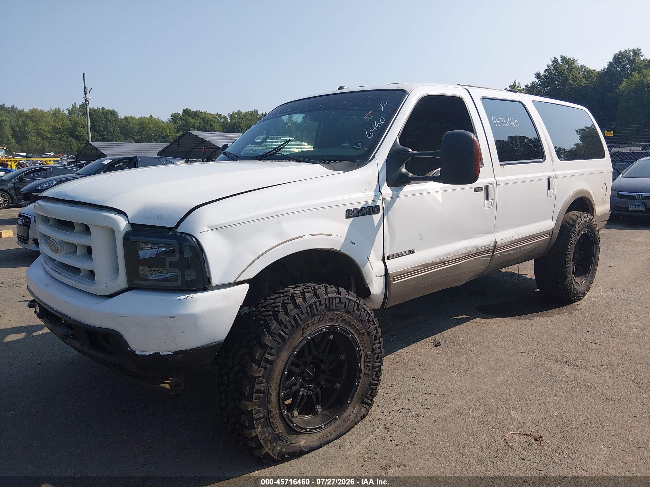 2001 Ford Excursion Limited White vin: 1FMSU43F11ED73097